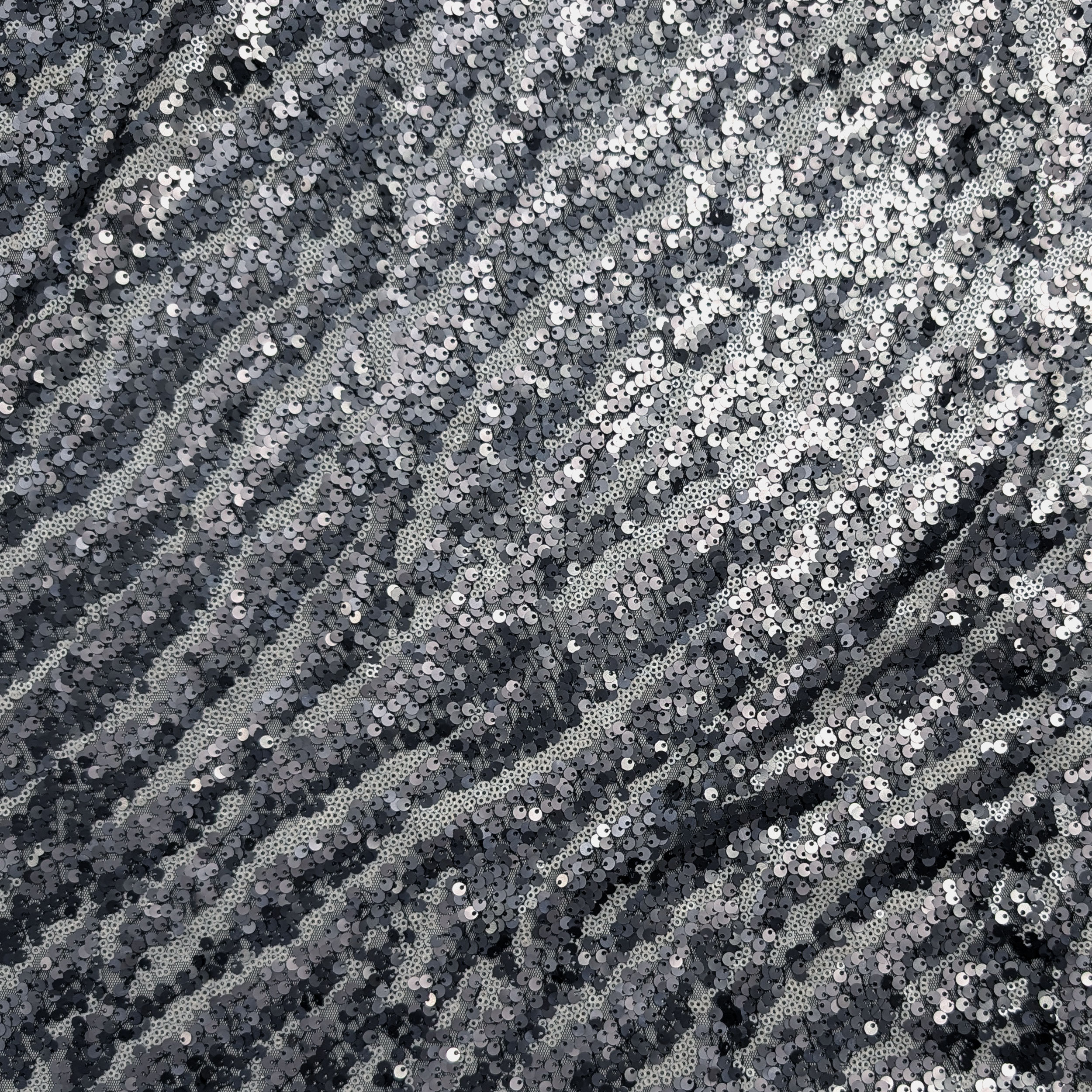 Tessuto Paillettes Astratto Argento e Grigio Image