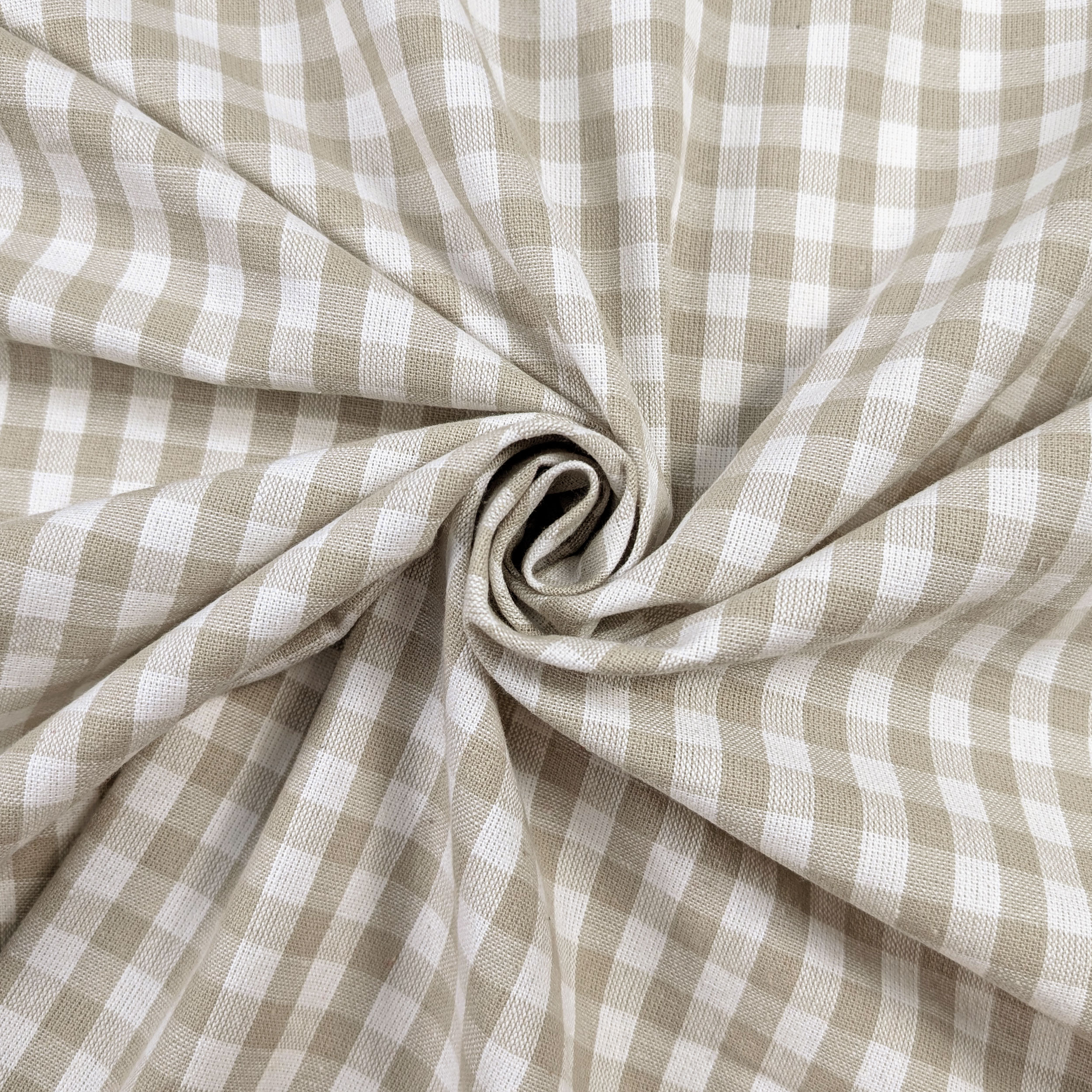 Cotone Lavato Tinto in Filo Quadretti Beige Image