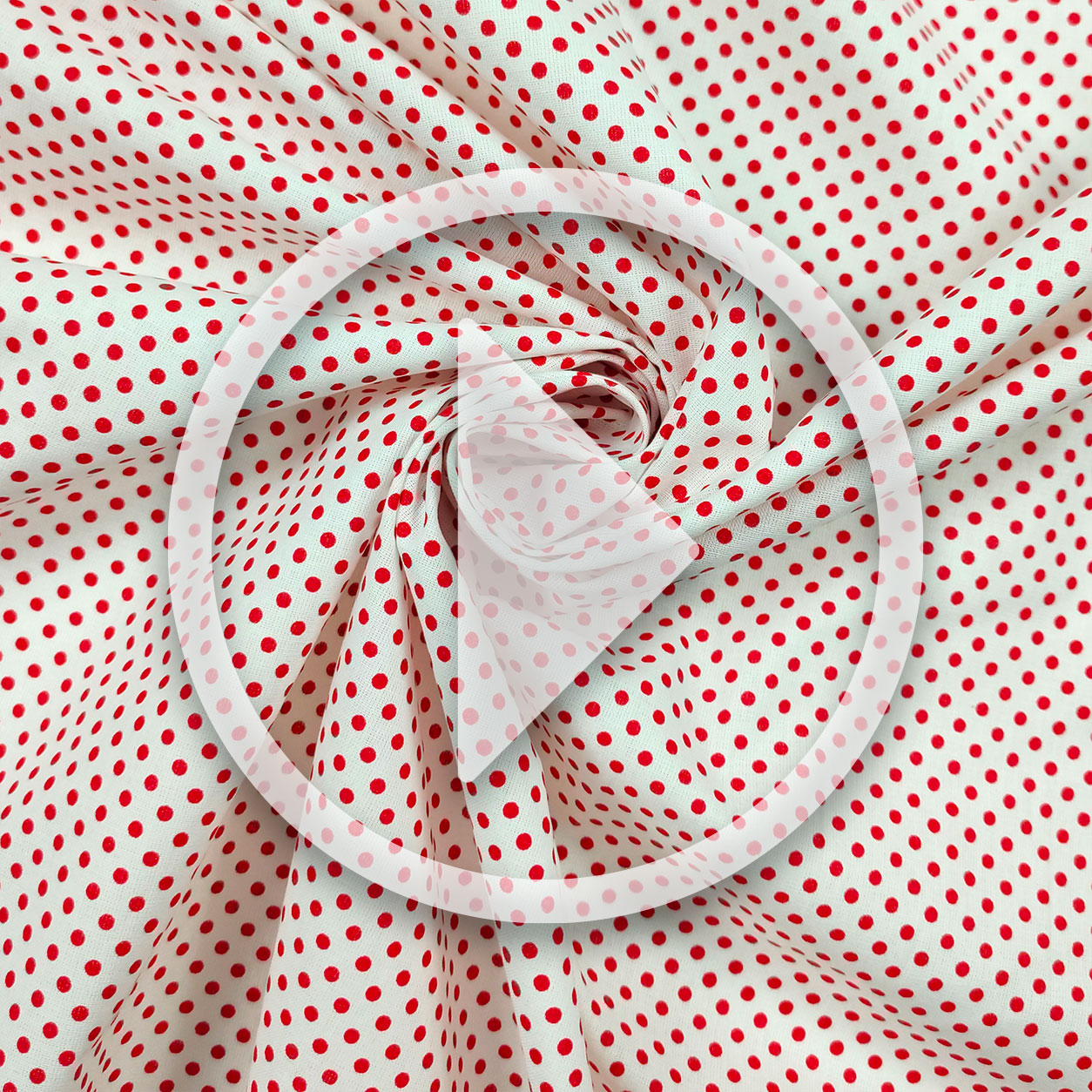 Tessuto Cotone Bianco Pois Rosso Image