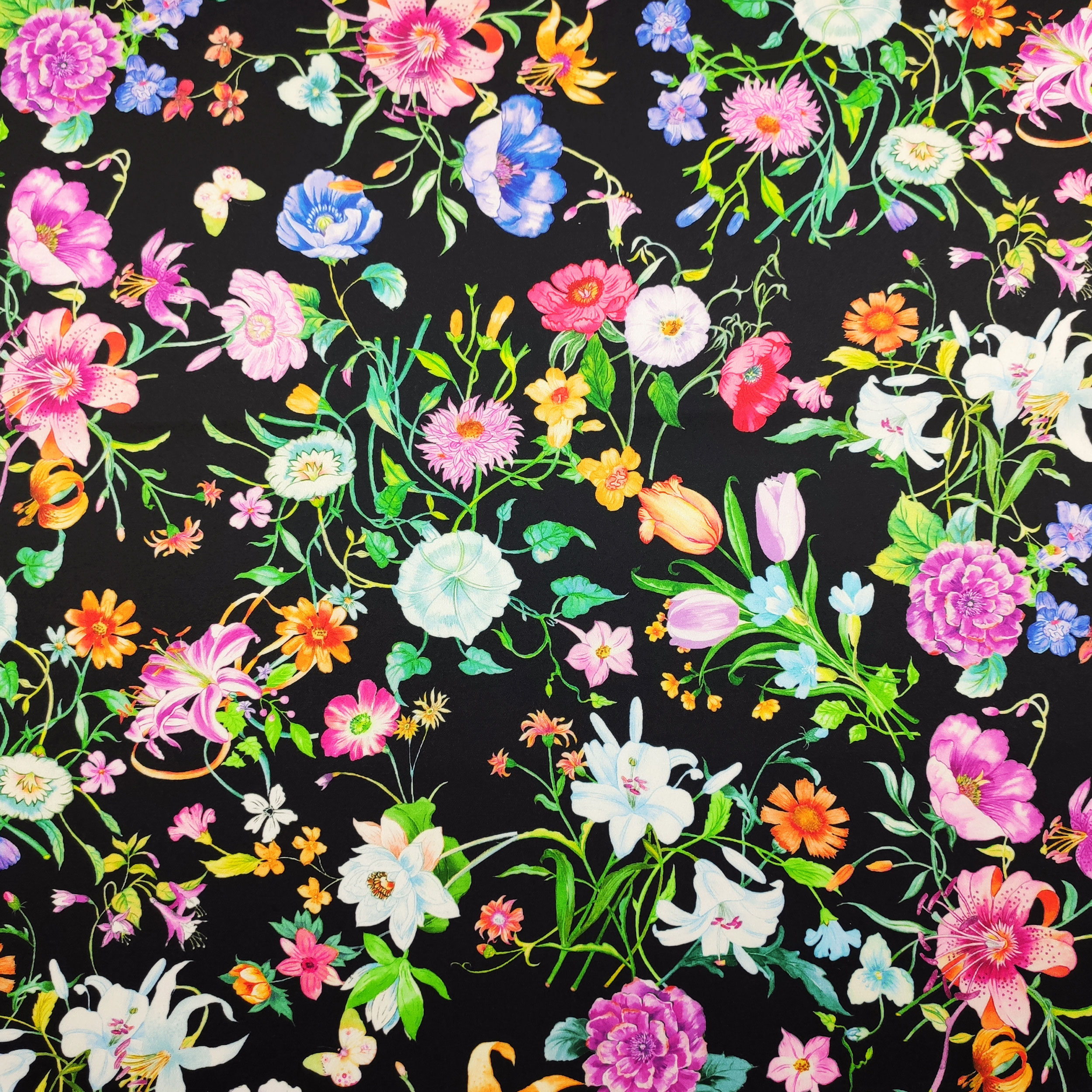Rasetto Elasticizzato Setato Moda Nero con Fiori