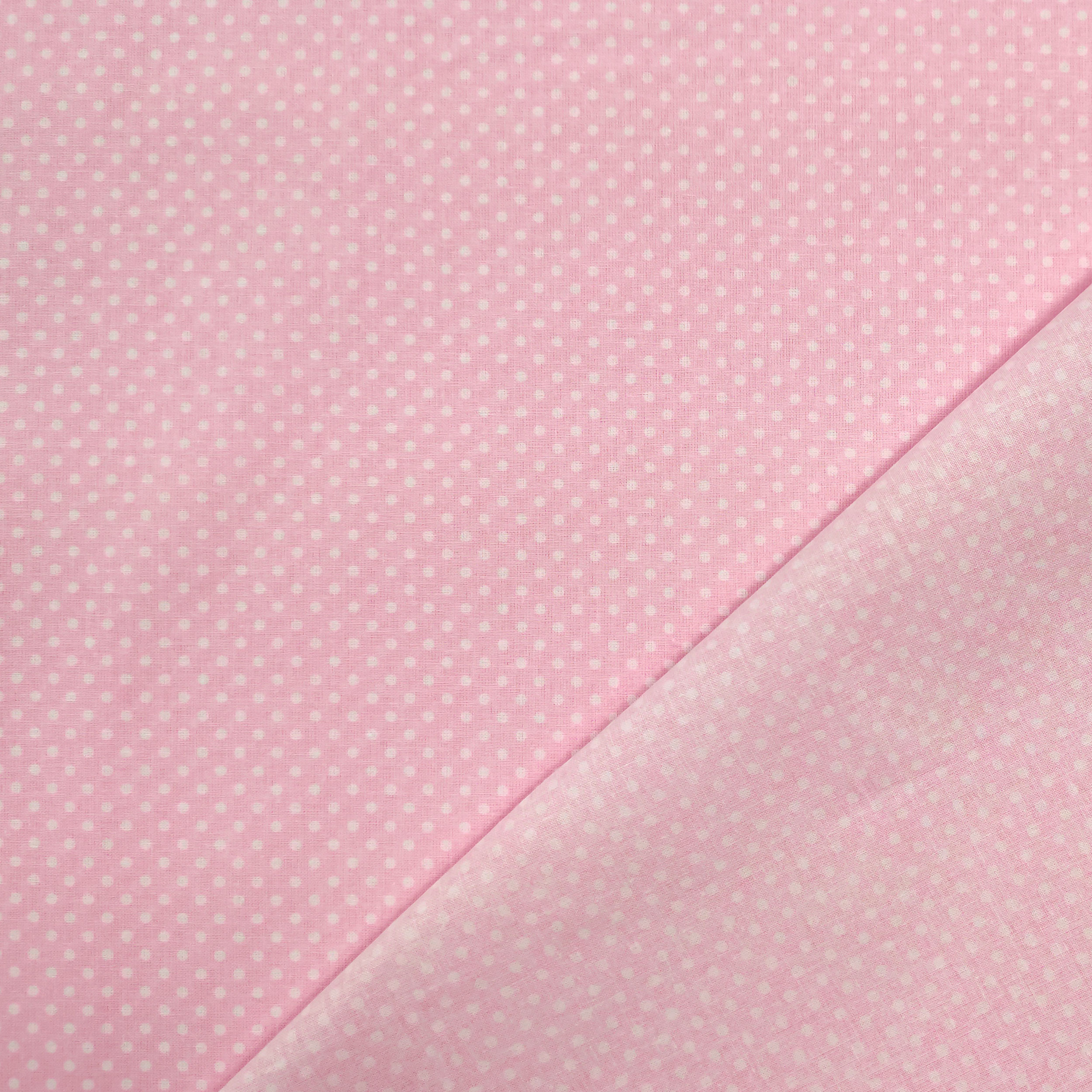 Tessuto Cotone Rosa a Pois Image