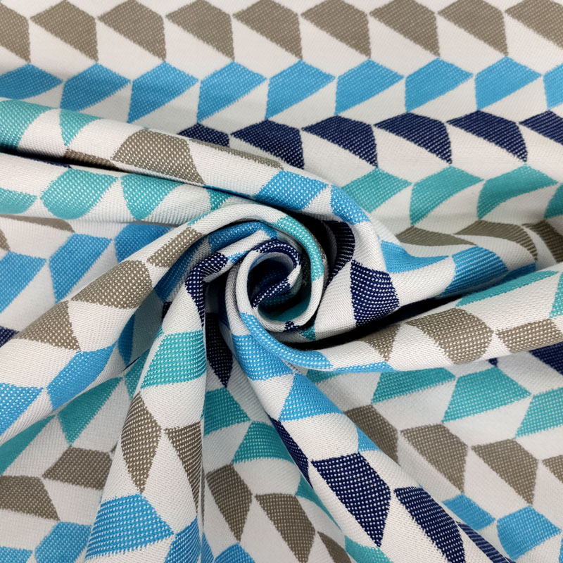 Stoffa impermeabile da esterno geometrico blu (1)