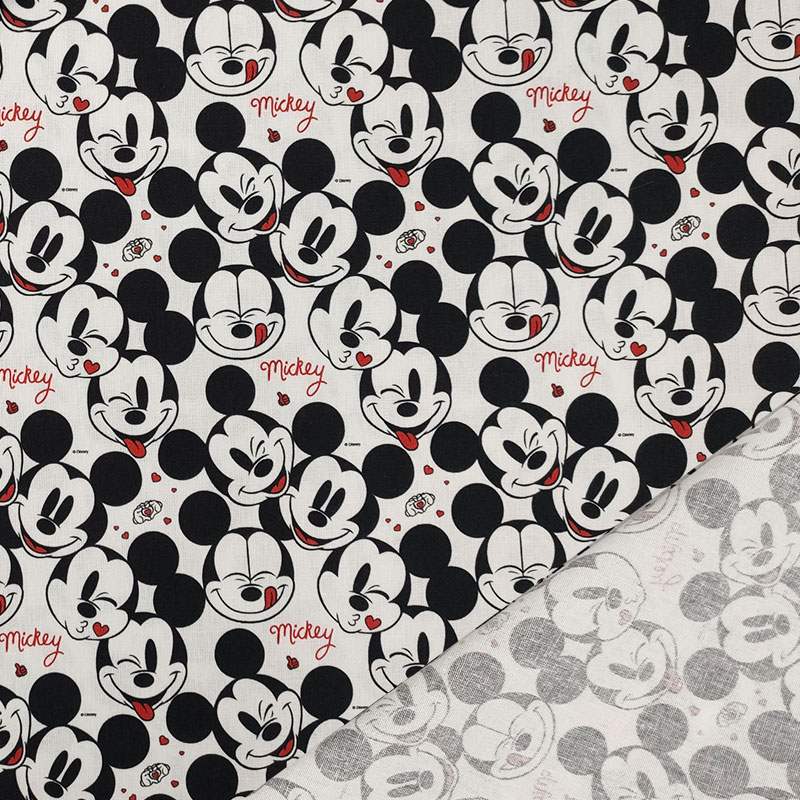 Tessuto Cotone Disney Faccine Mickey Mouse Mini