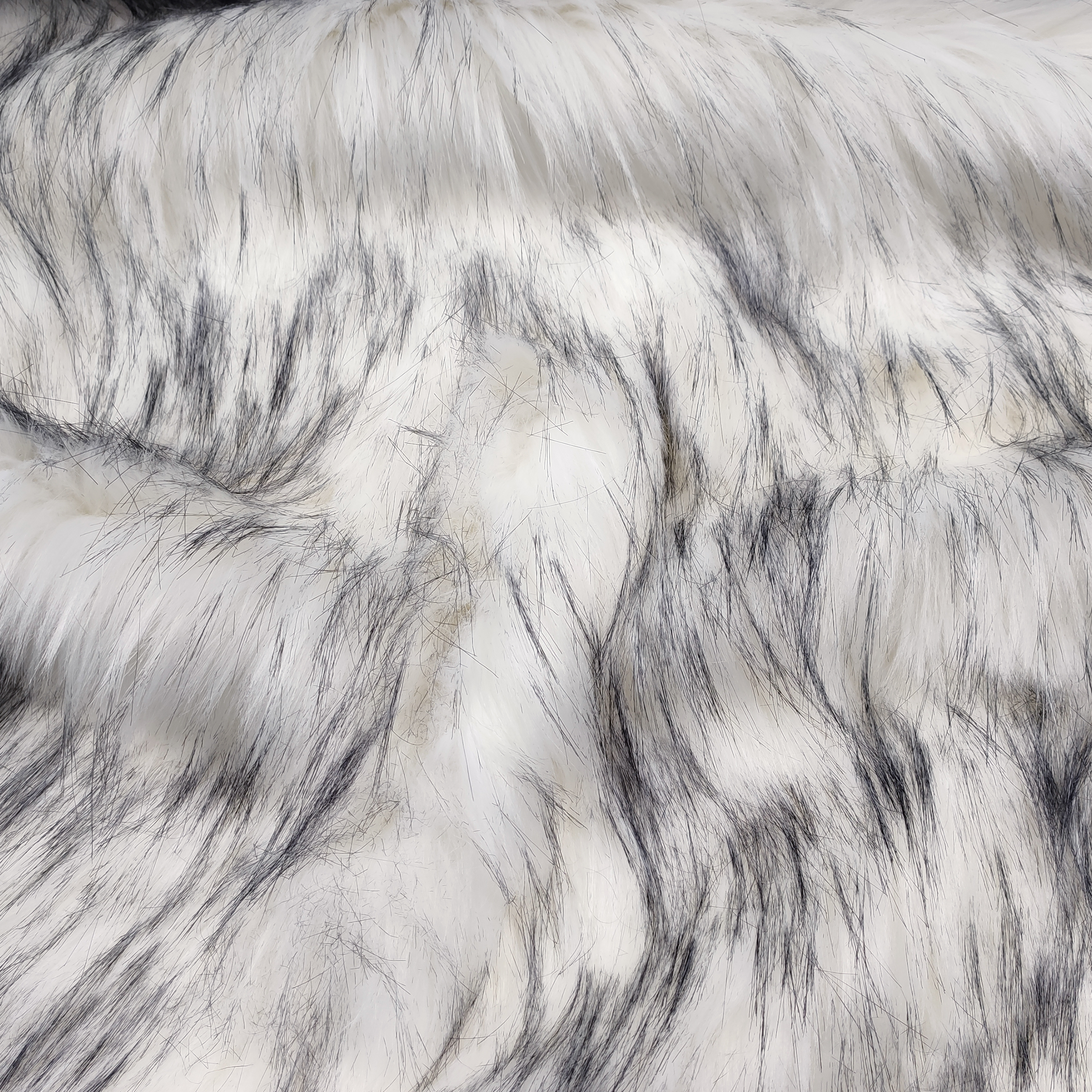 Tessuto Pelo Lungo Morbido Bianco Nero