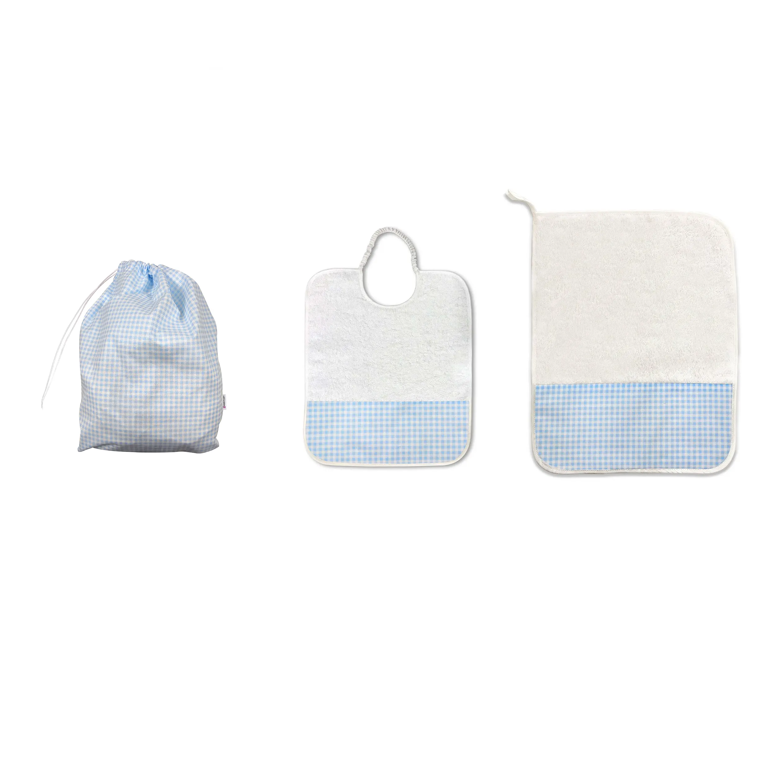 Coordinato Asilo Mini Quadretti Azzurri