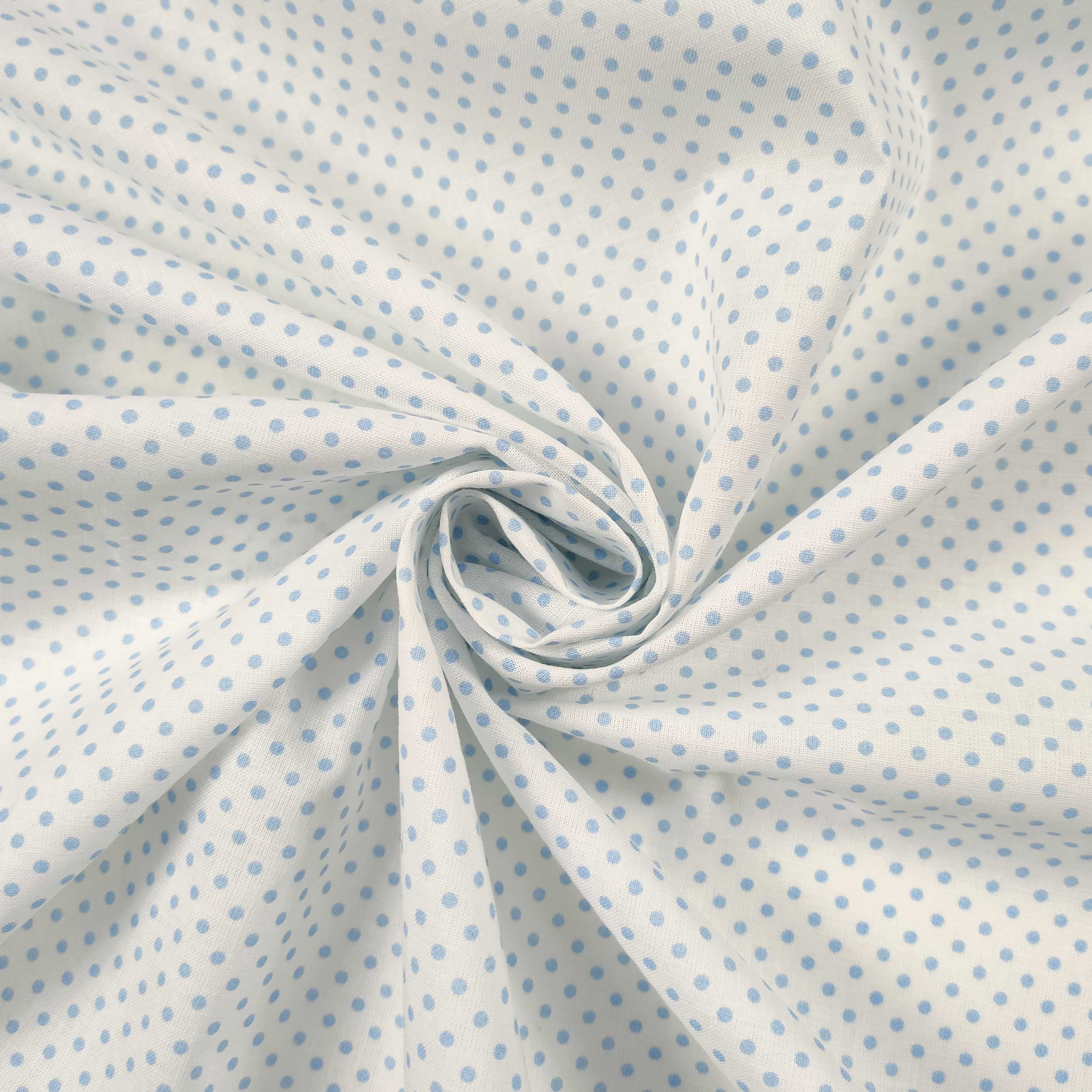 Tessuto Cotone a Pois Azzurri Image