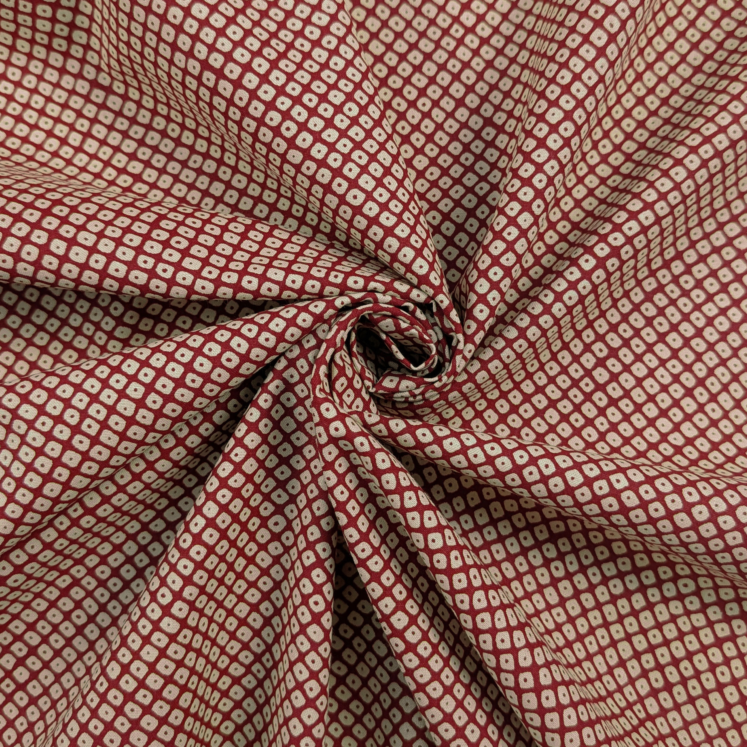 Popeline Cotone Bordeaux con Rombi Astratti Image