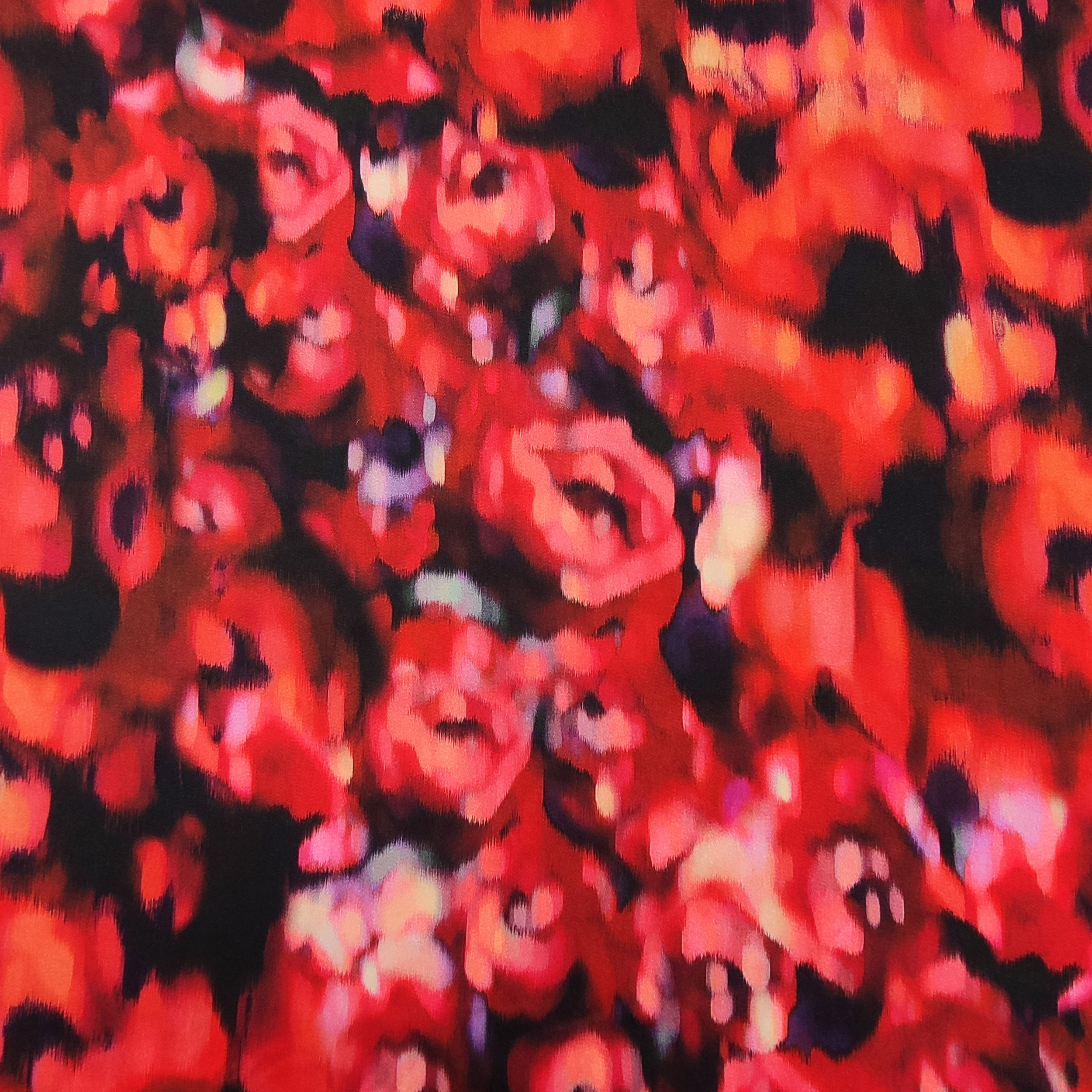Tessuto Viscosa Fiori Astratti Rossi