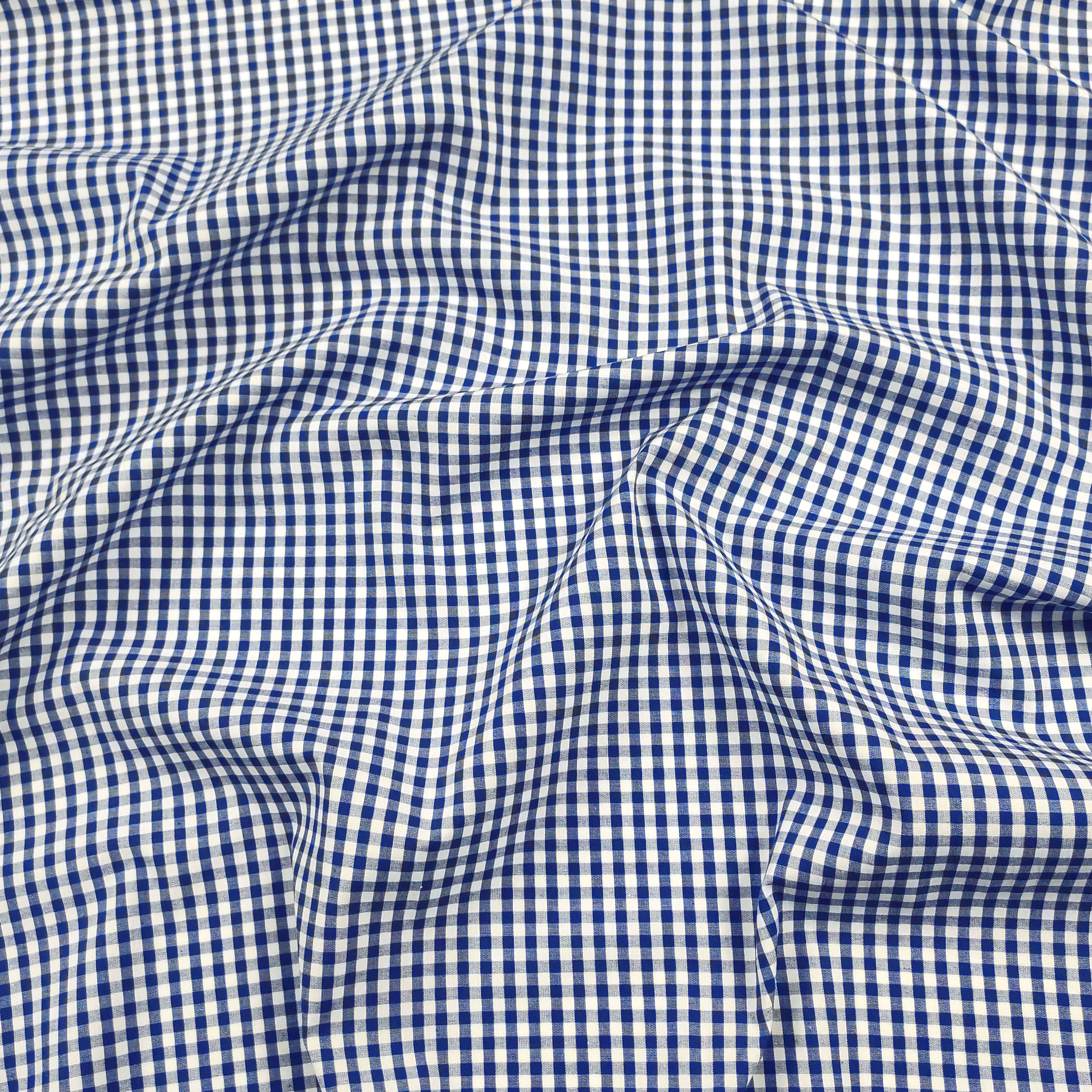 Cotone Medio Peso Elasticizzato Quadretti Blu