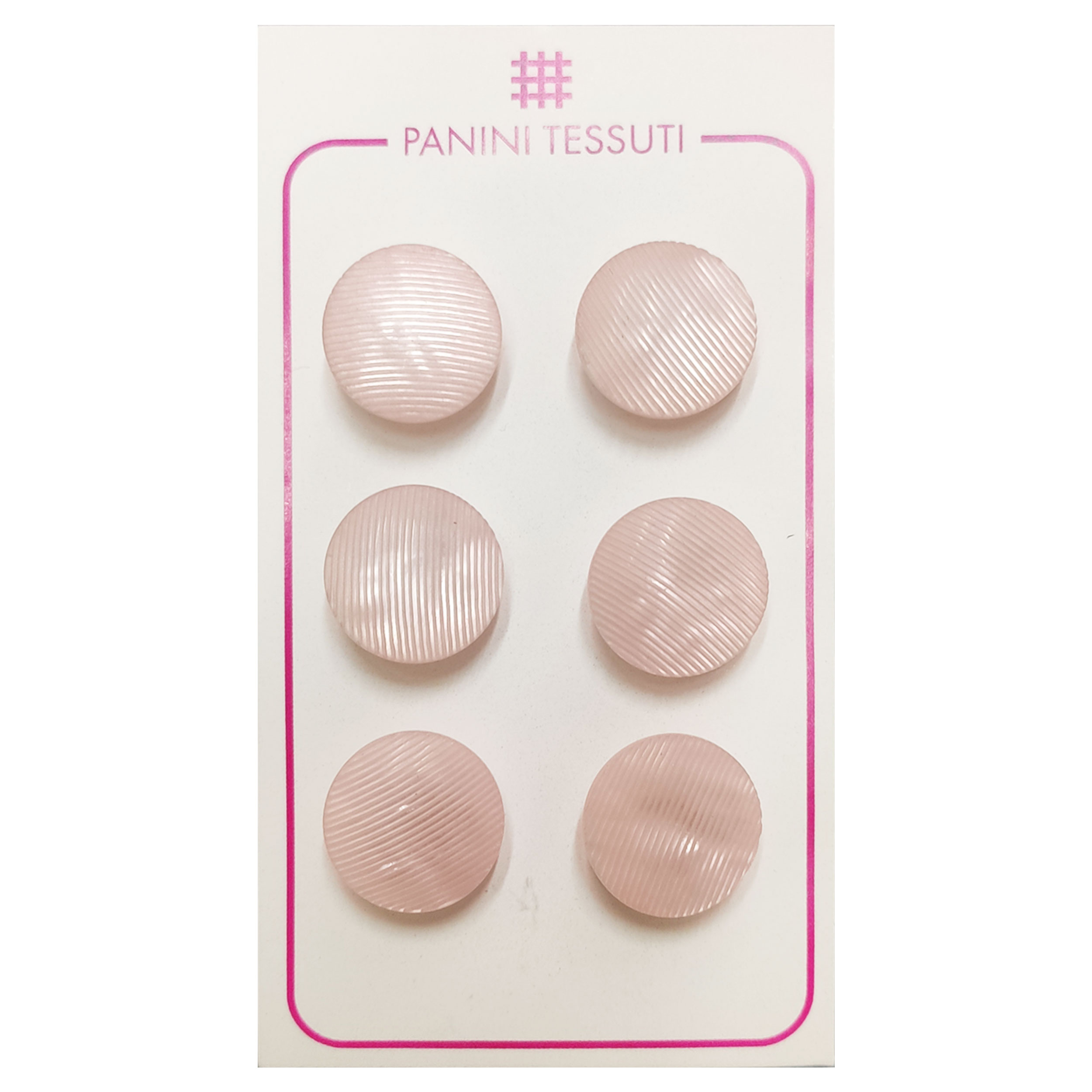Bottoni Tondi Rigati Colore Rosa 6 Pezzi - Lin 24