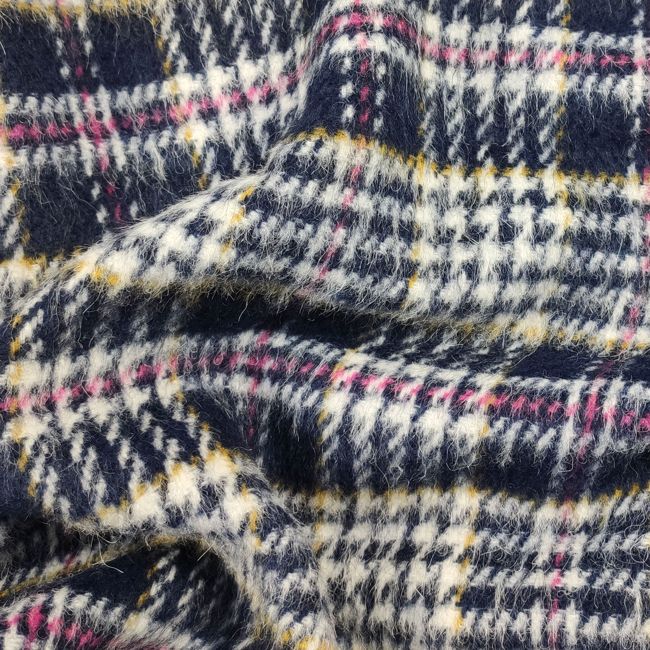 Tartan Misto Lana Blu Giallo e Rosa