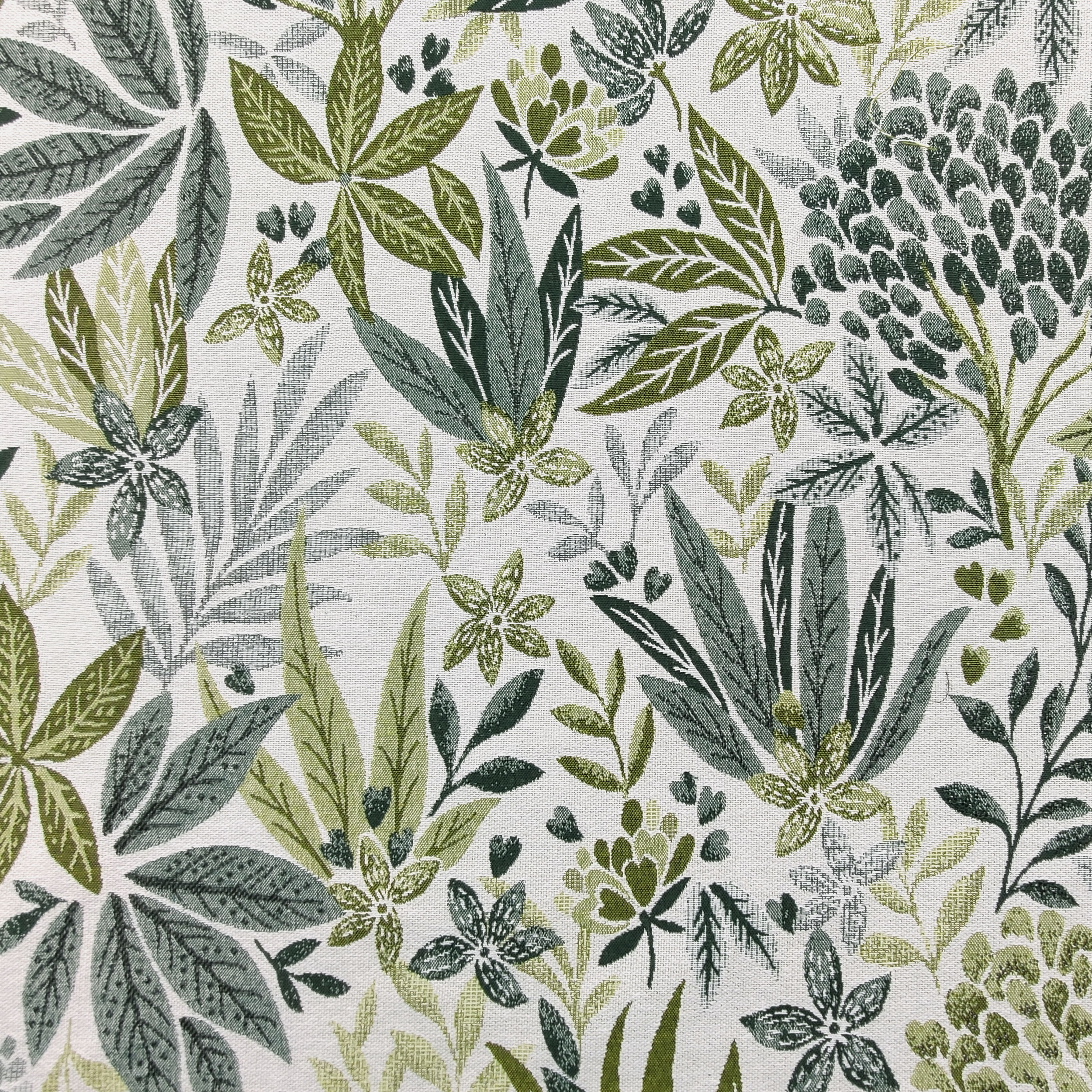 Jacquard Fiori e Foglie Verdi