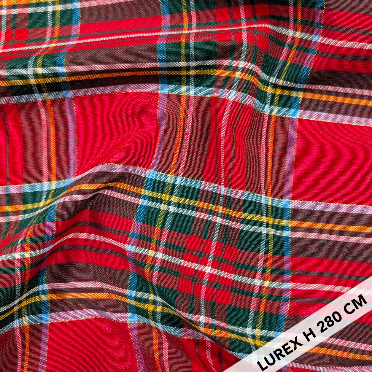 Tessuto Arredo Scozzese Grande Lurex Rosso Image