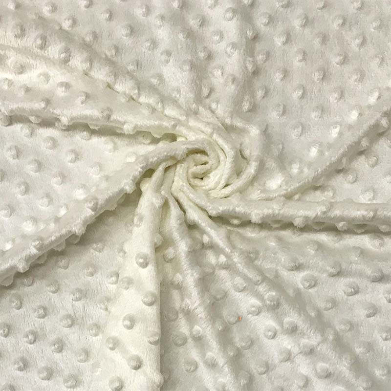 Tessuto Minky Dots Peluche Panna 