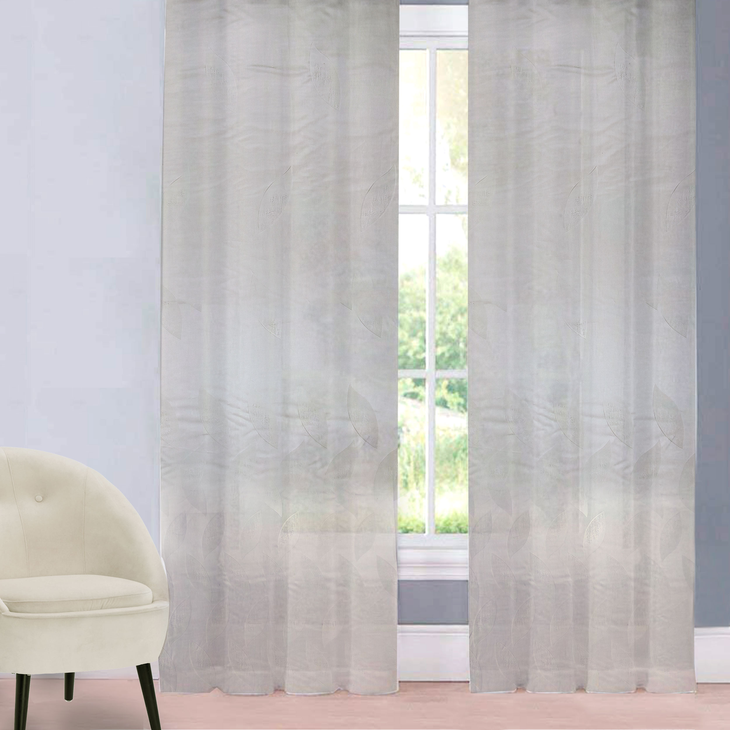 Tessuto Tenda in Viscosa Devorè Foglie