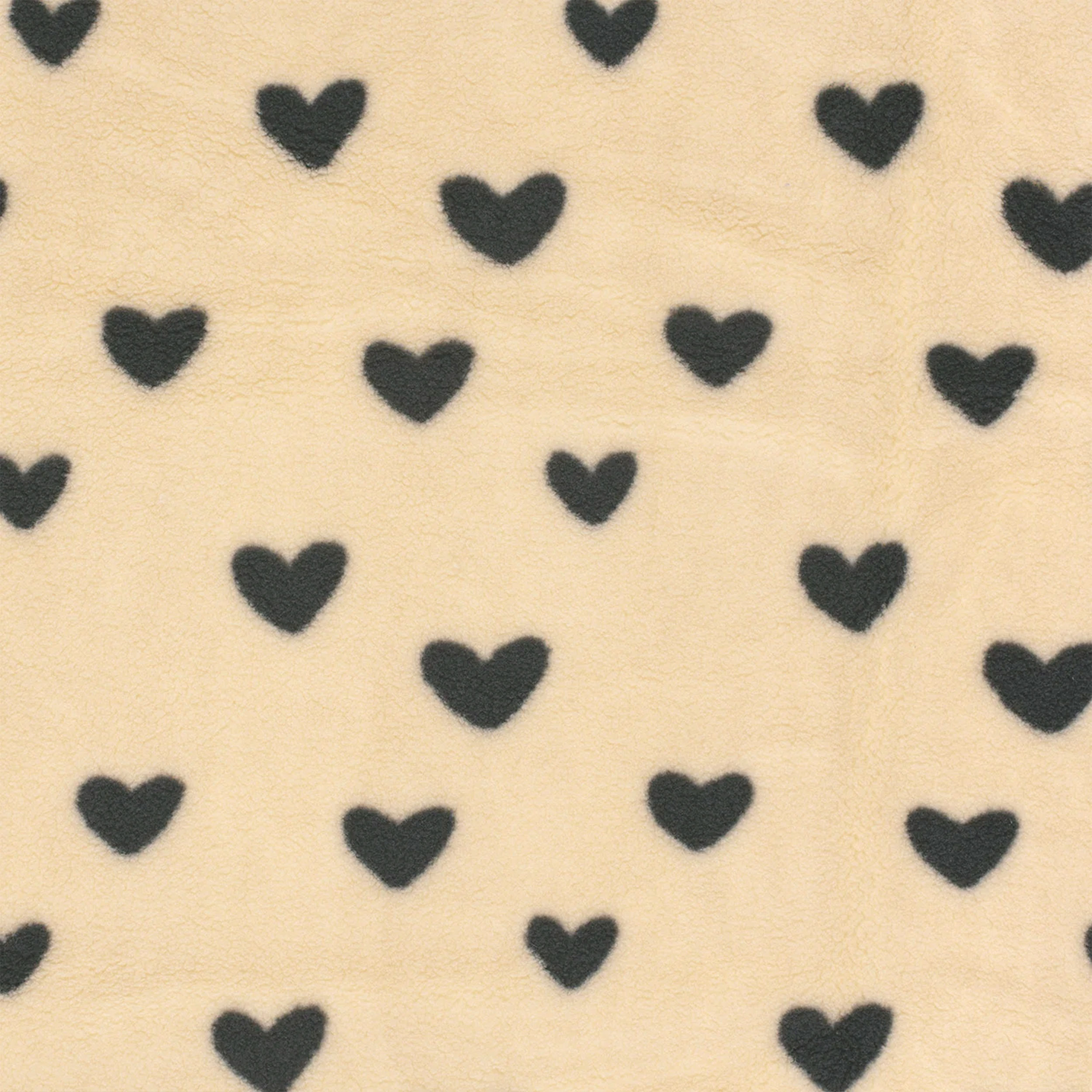 Tessuto Sherpa Beige Cuori Neri
