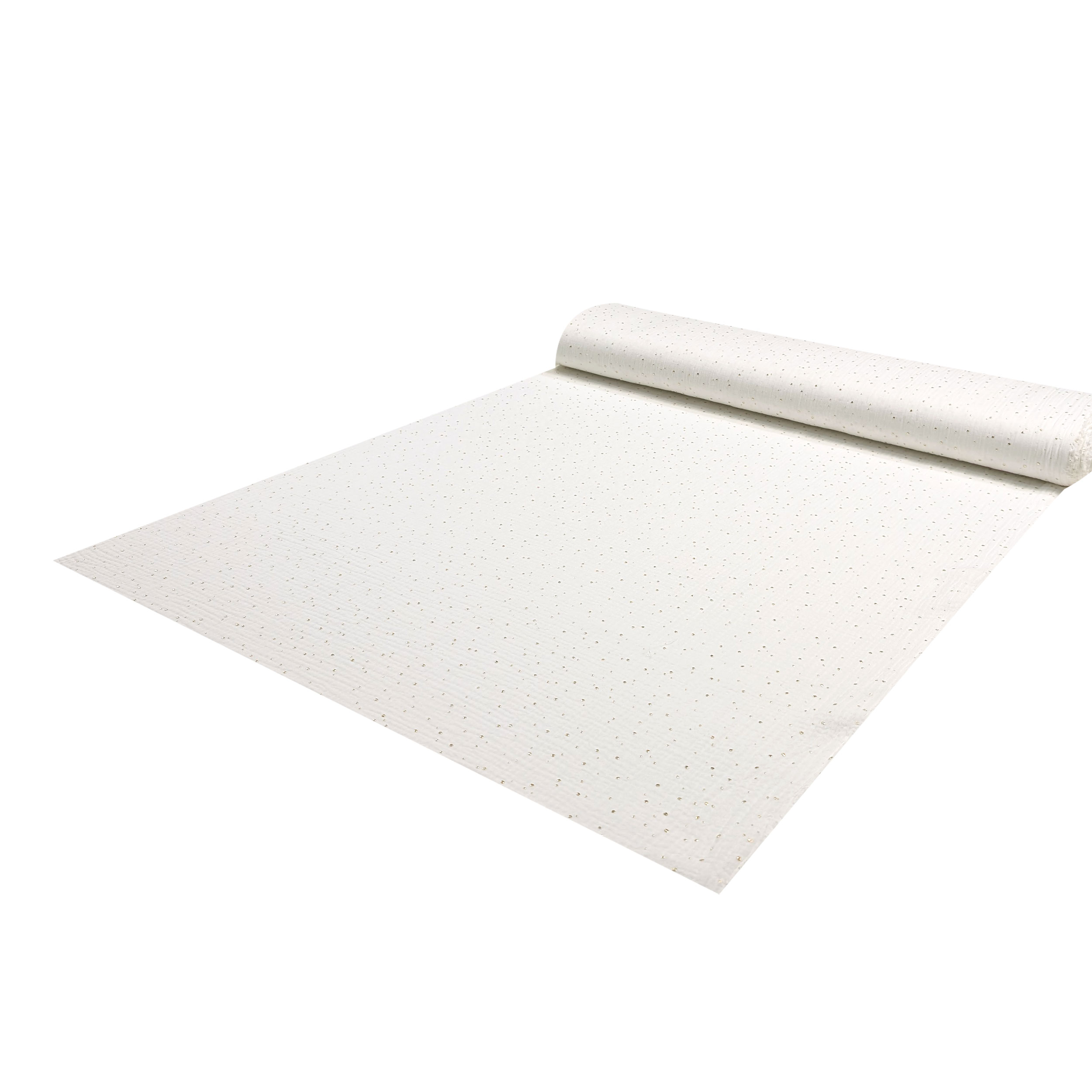 Mussola Cotone Bianco Latte con Pois Oro Image