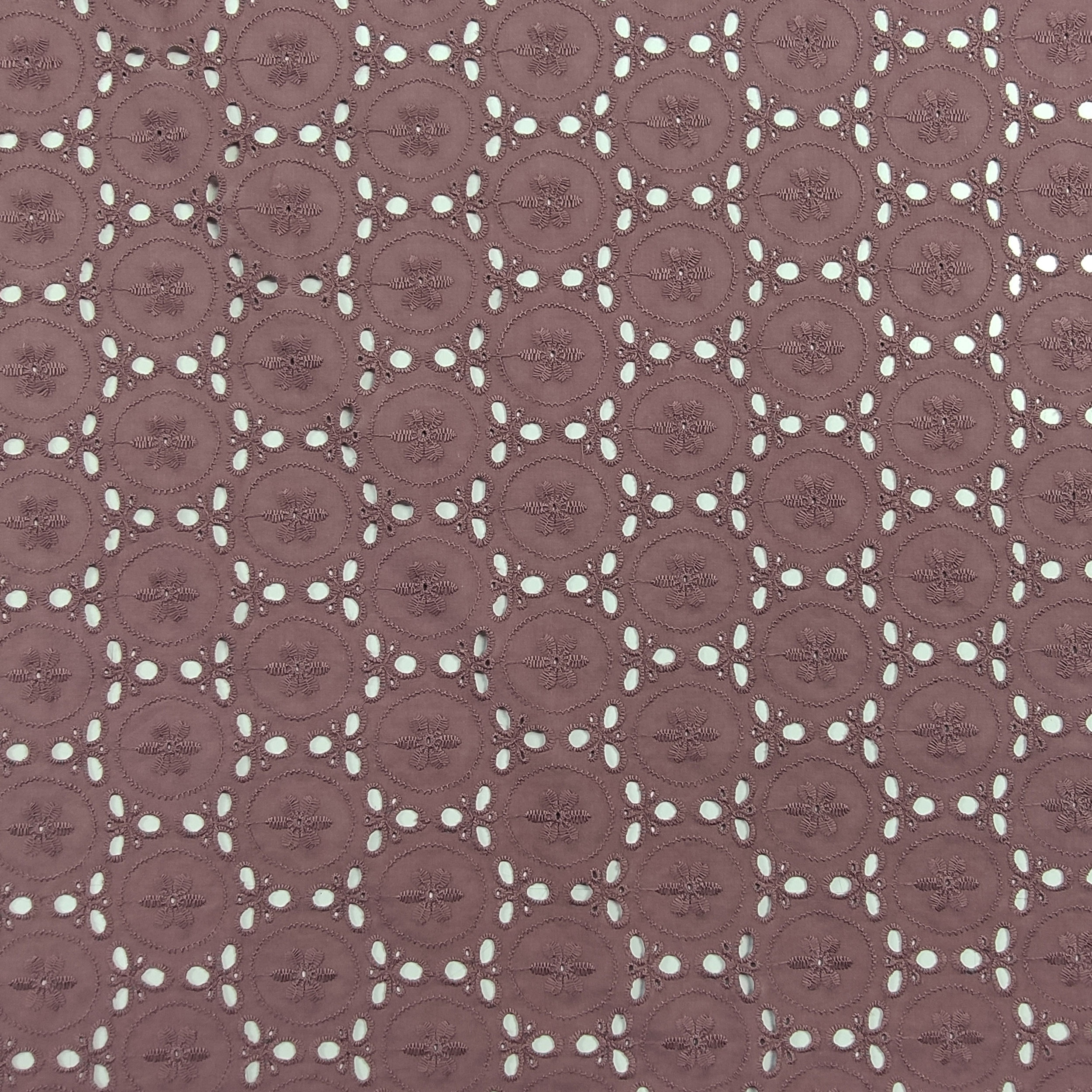 Tessuto Sangallo Rosa Antico Scuro Doppio Bordo Ricamato