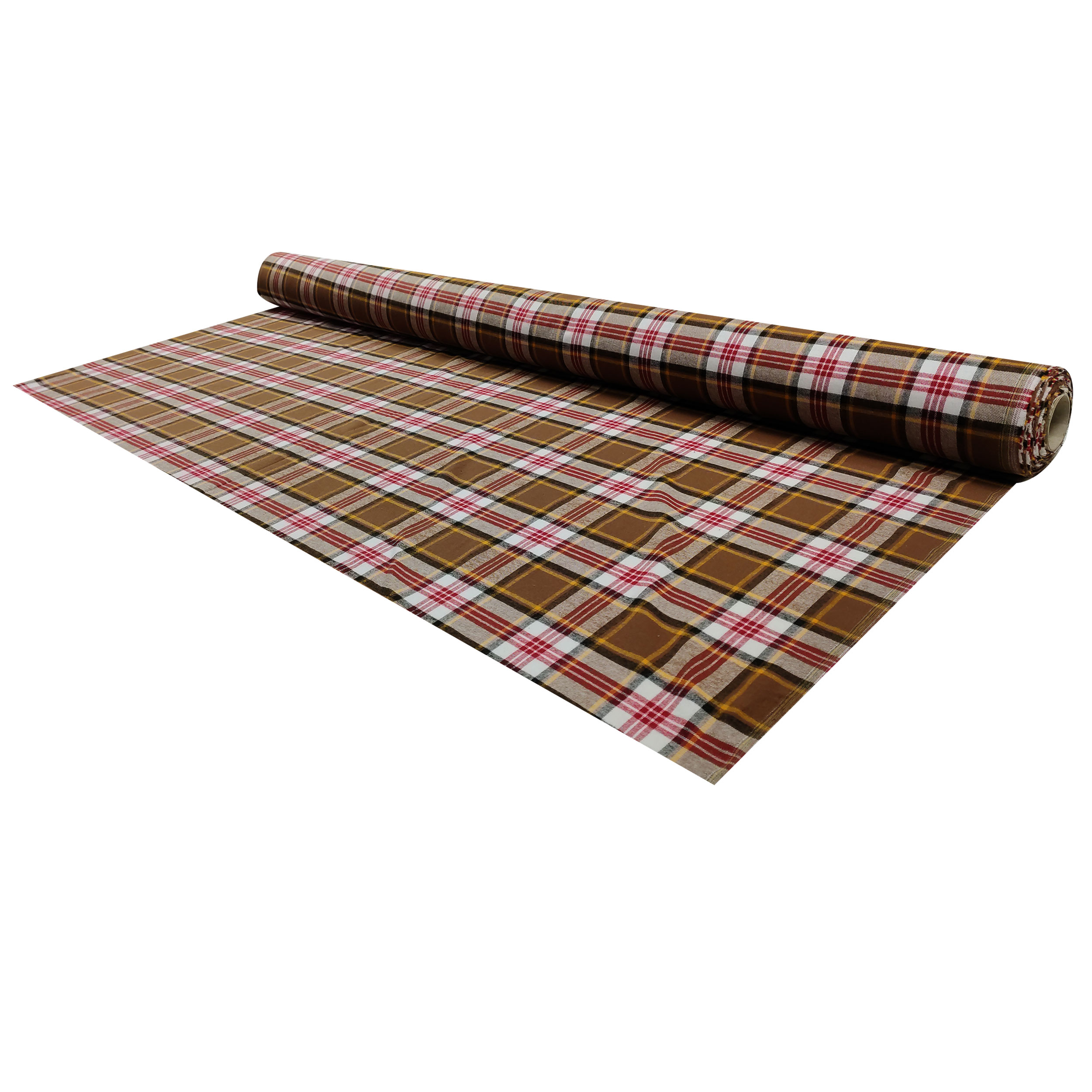 Tessuto Flanella Tartan Nocciola Giallo