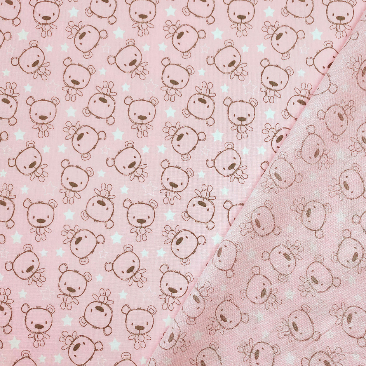 Stoffa cotone orsetti sfondo rosa