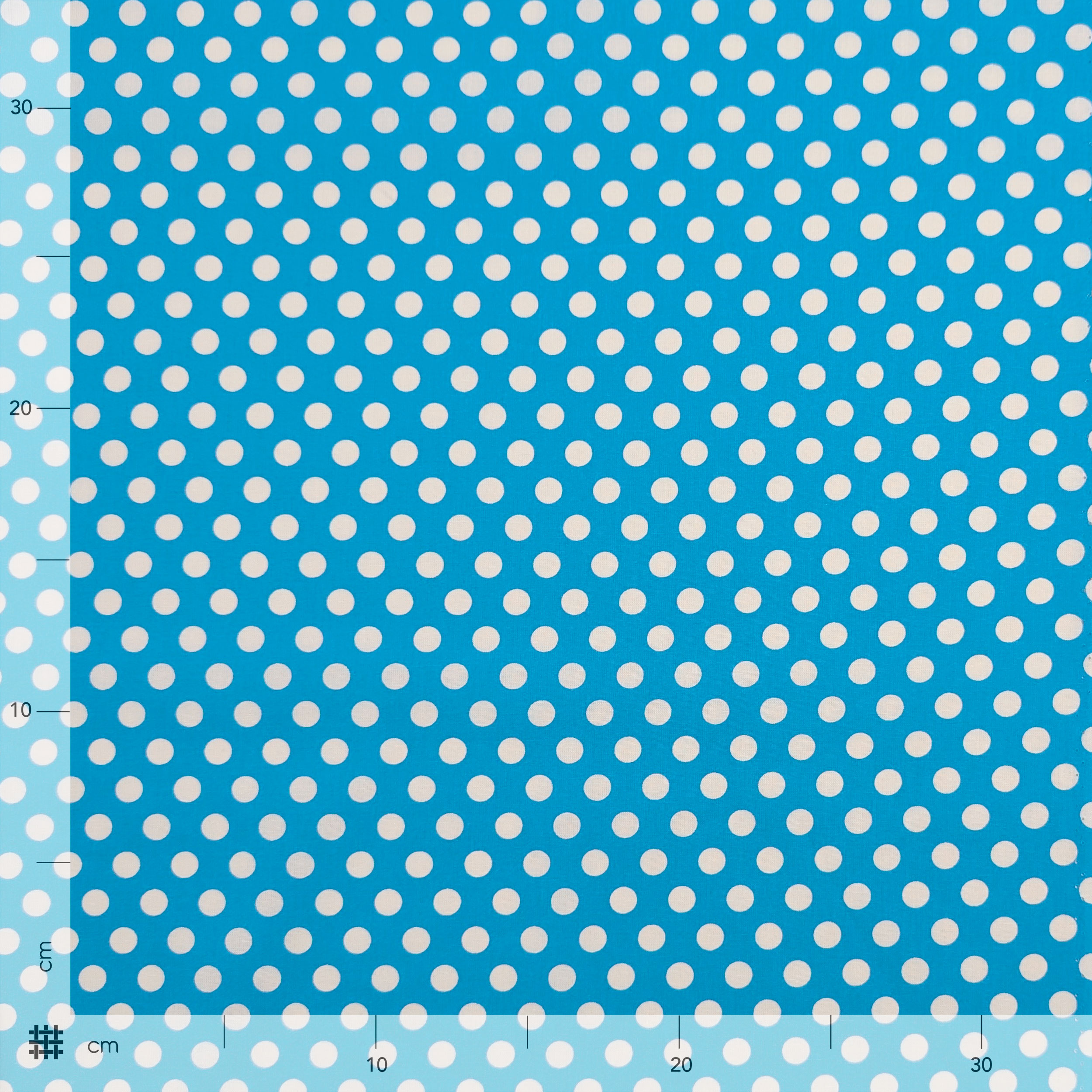 Tessuto Cotone Turchese a Pois Grandi Image