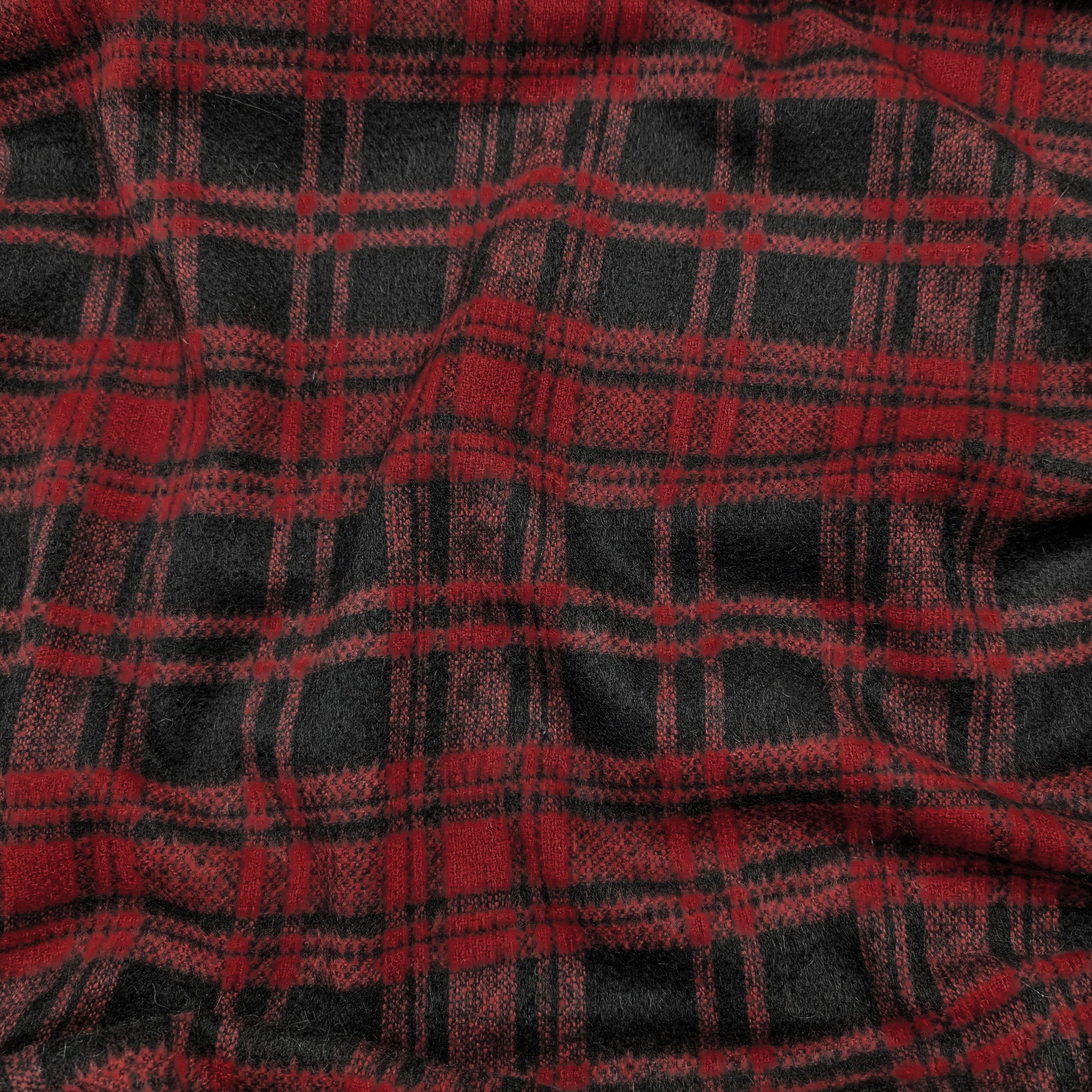 Cappotto Lana Cashmere Double Tartan Rosso e Nero Image