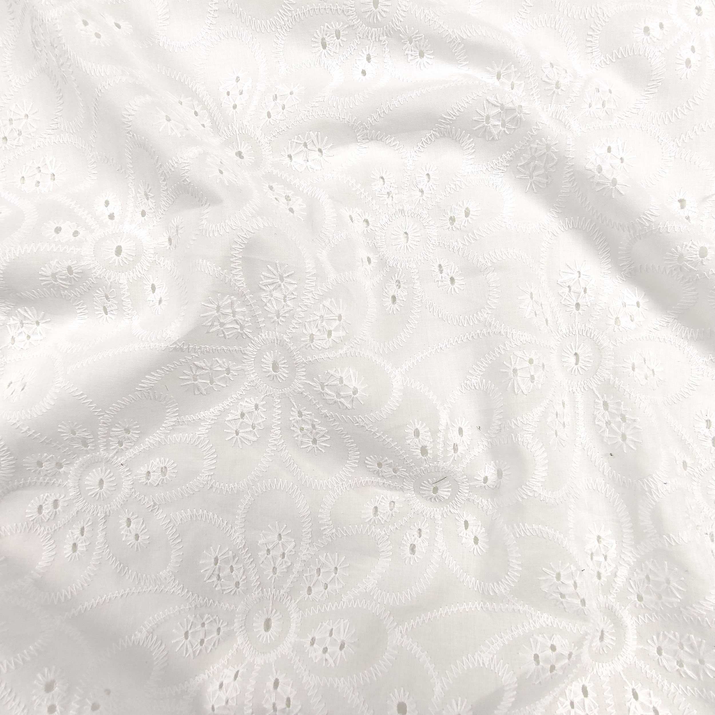 Sangallo Moda Doppio Smerlo Fiori Ricamati Bianchi