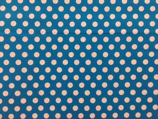 Tessuto cotone turchese a pois grandi