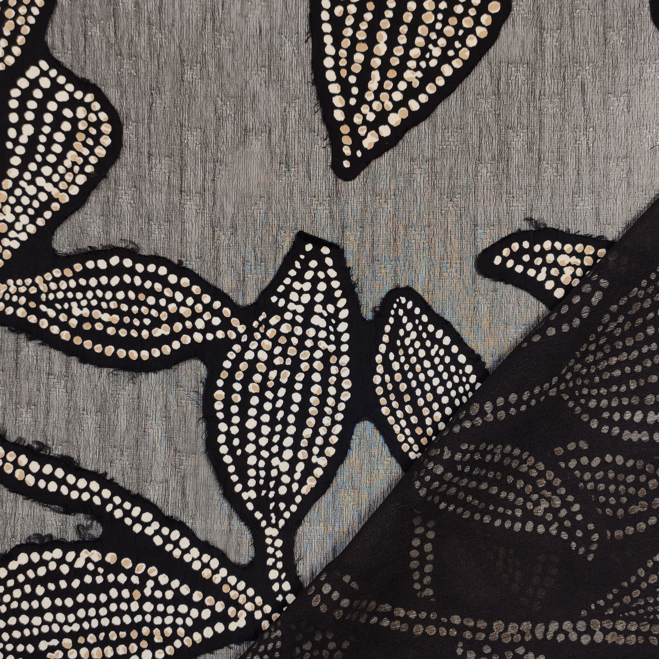 Voile Fantasia Foglie Devorè Beige