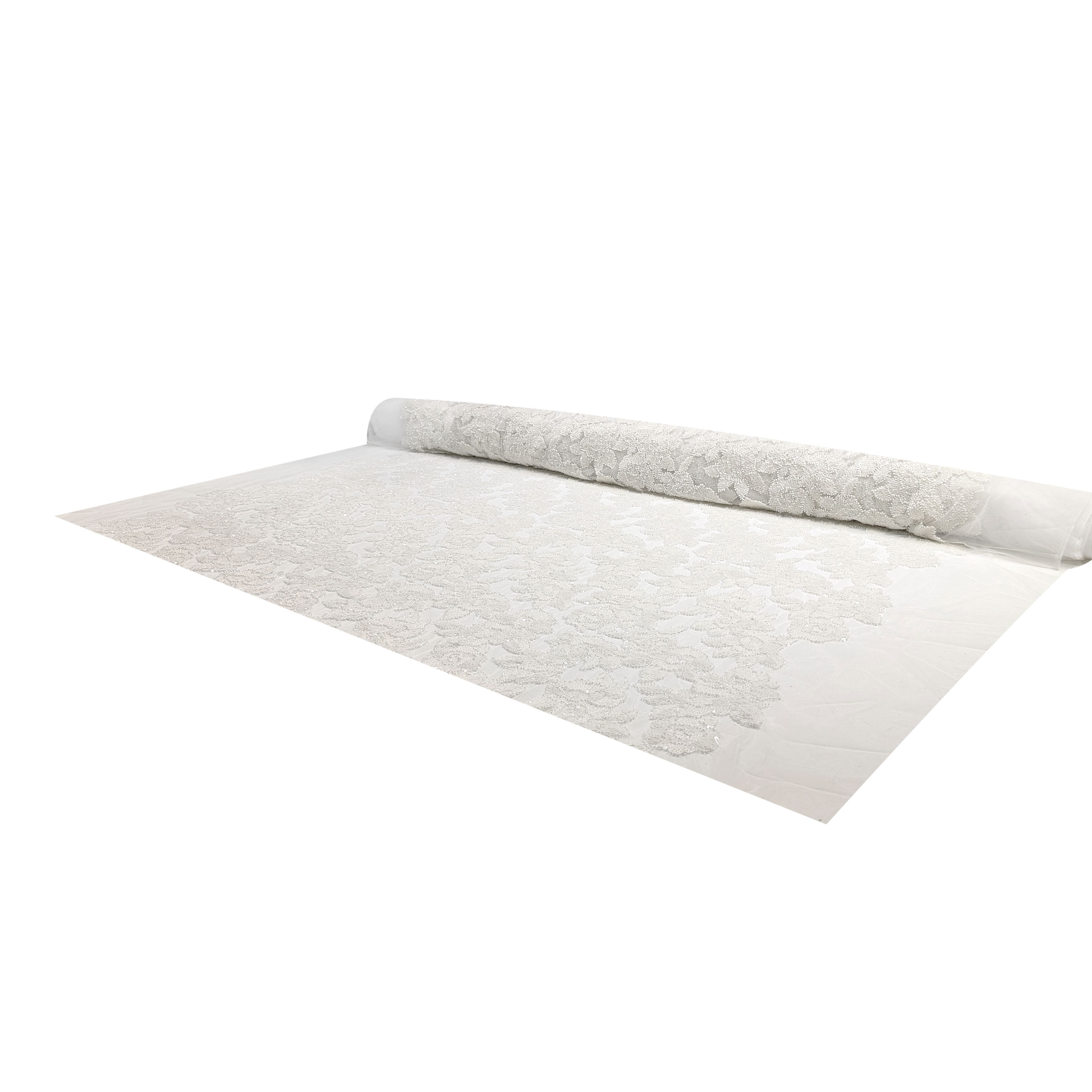 Pizzo Rose Lana Paillettes Bianco Image