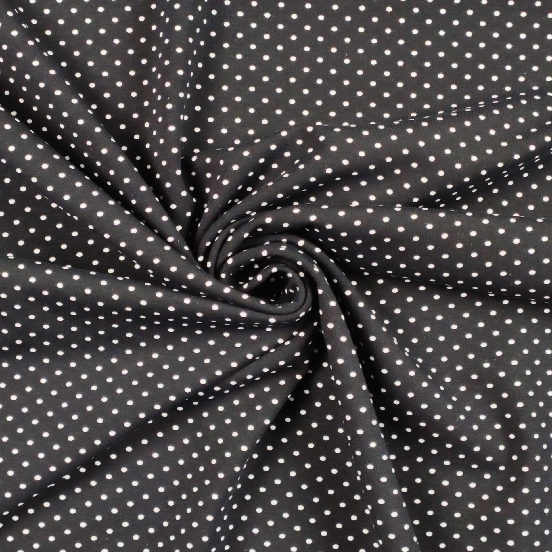 Tessuto maglina nero pois bianco