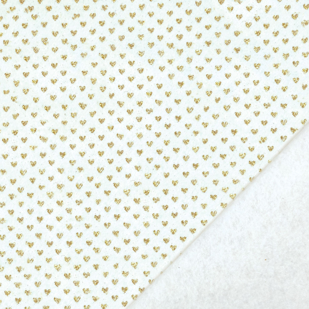 Pannolenci Glitterato Cuori Oro Sfondo Panna