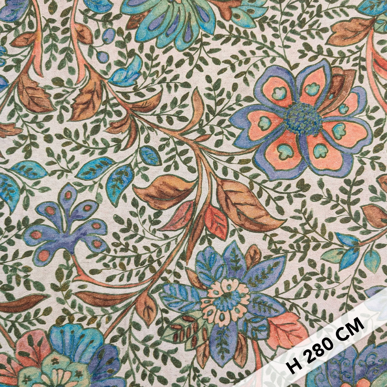 Panama Misto Lino Fiori Blu H 280 cm Image