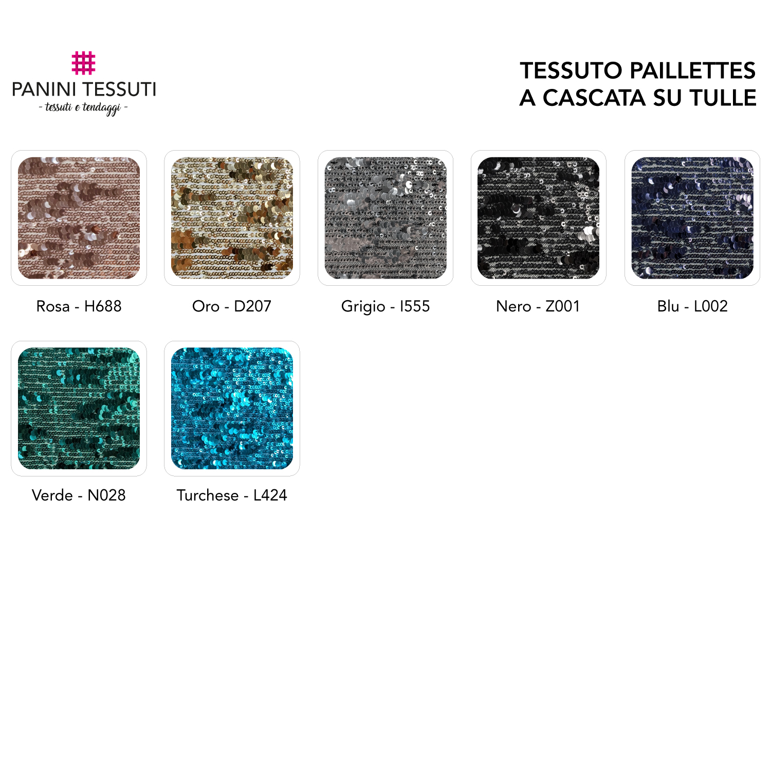 Tessuto Paillettes a Cascata su Tulle Image