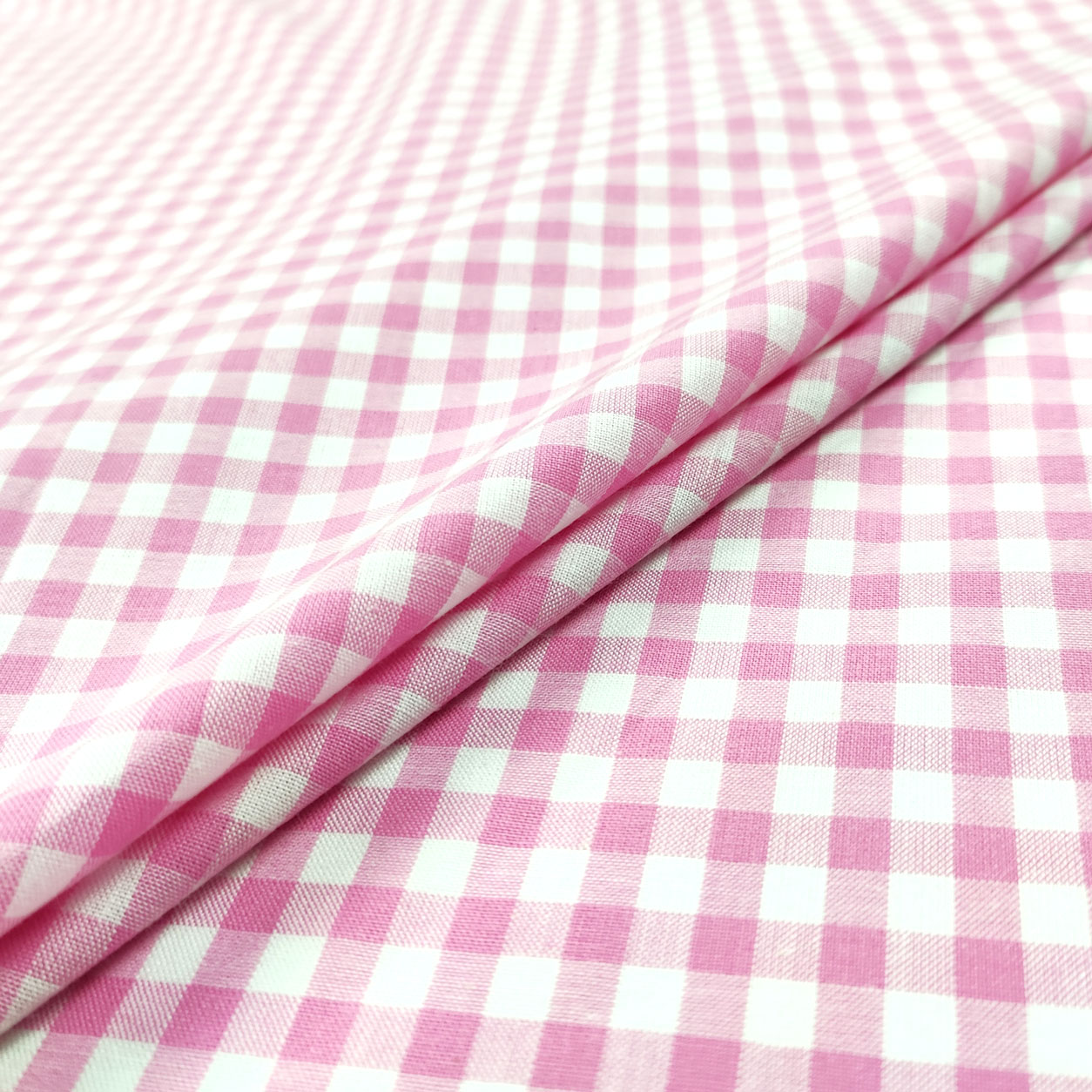Cotone quadretto grande tinto in filo rosa chiaro