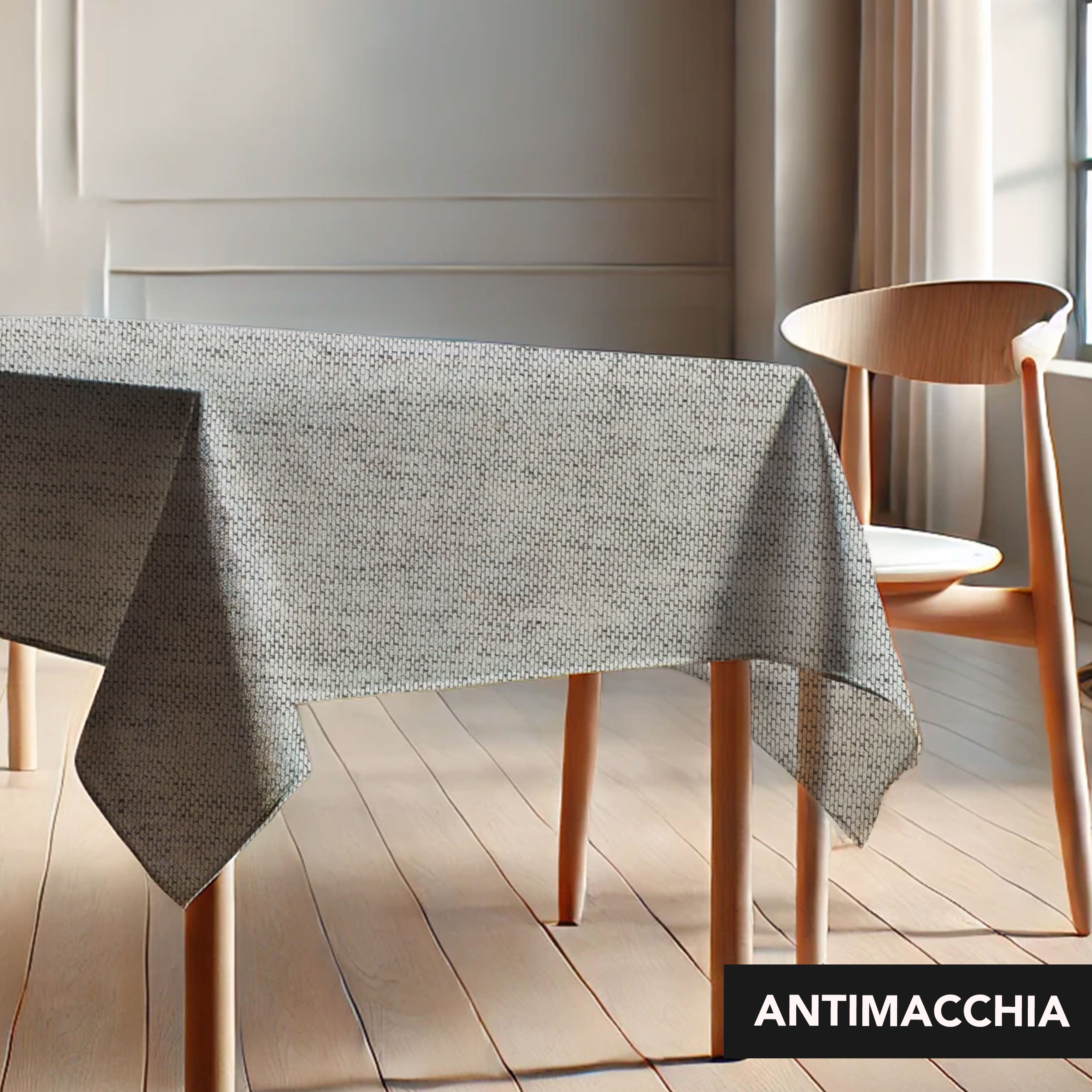 Tovaglia Confezionata Resinata Bianco e Grigio Melange