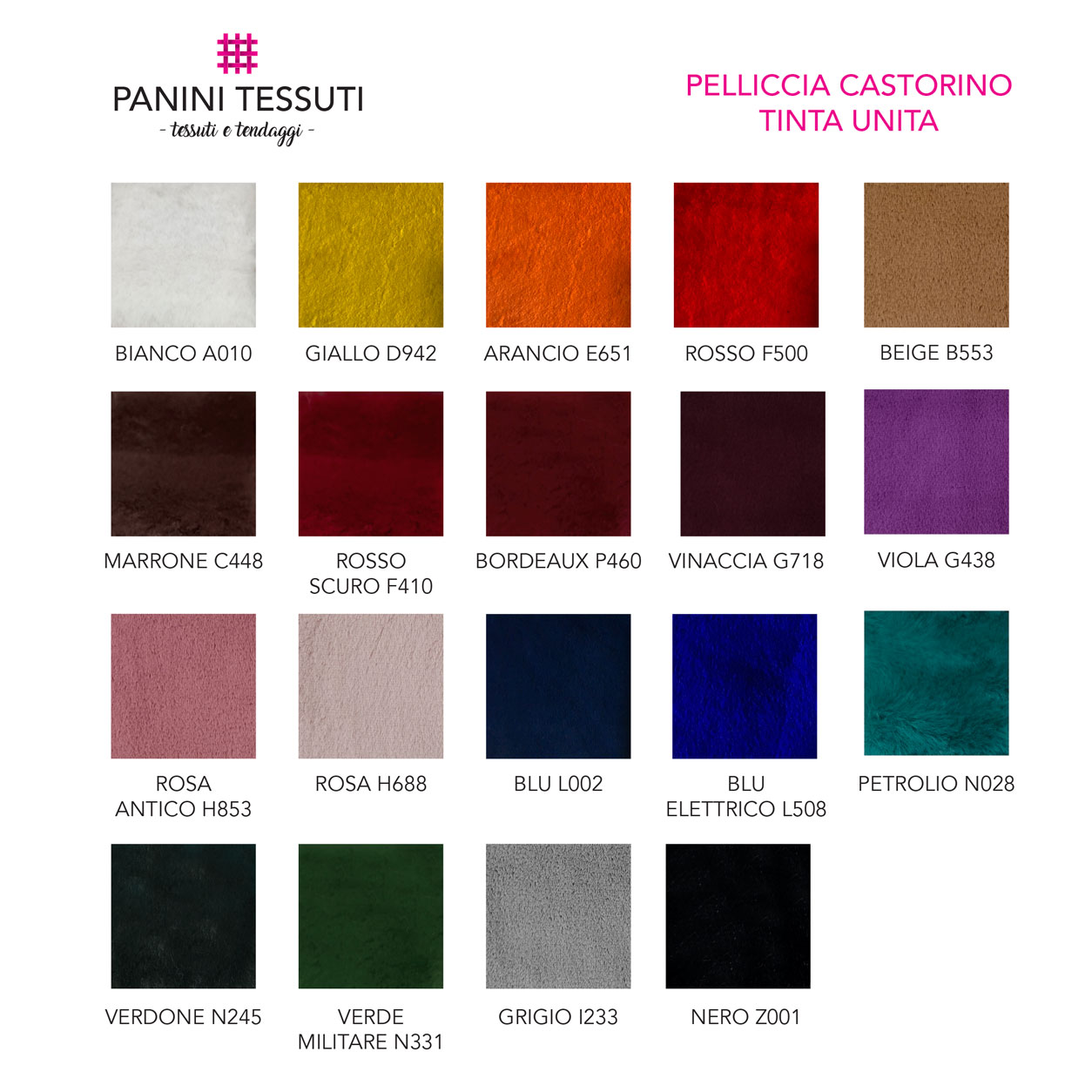 pelliccia castorino da abbigliamento leggera colori