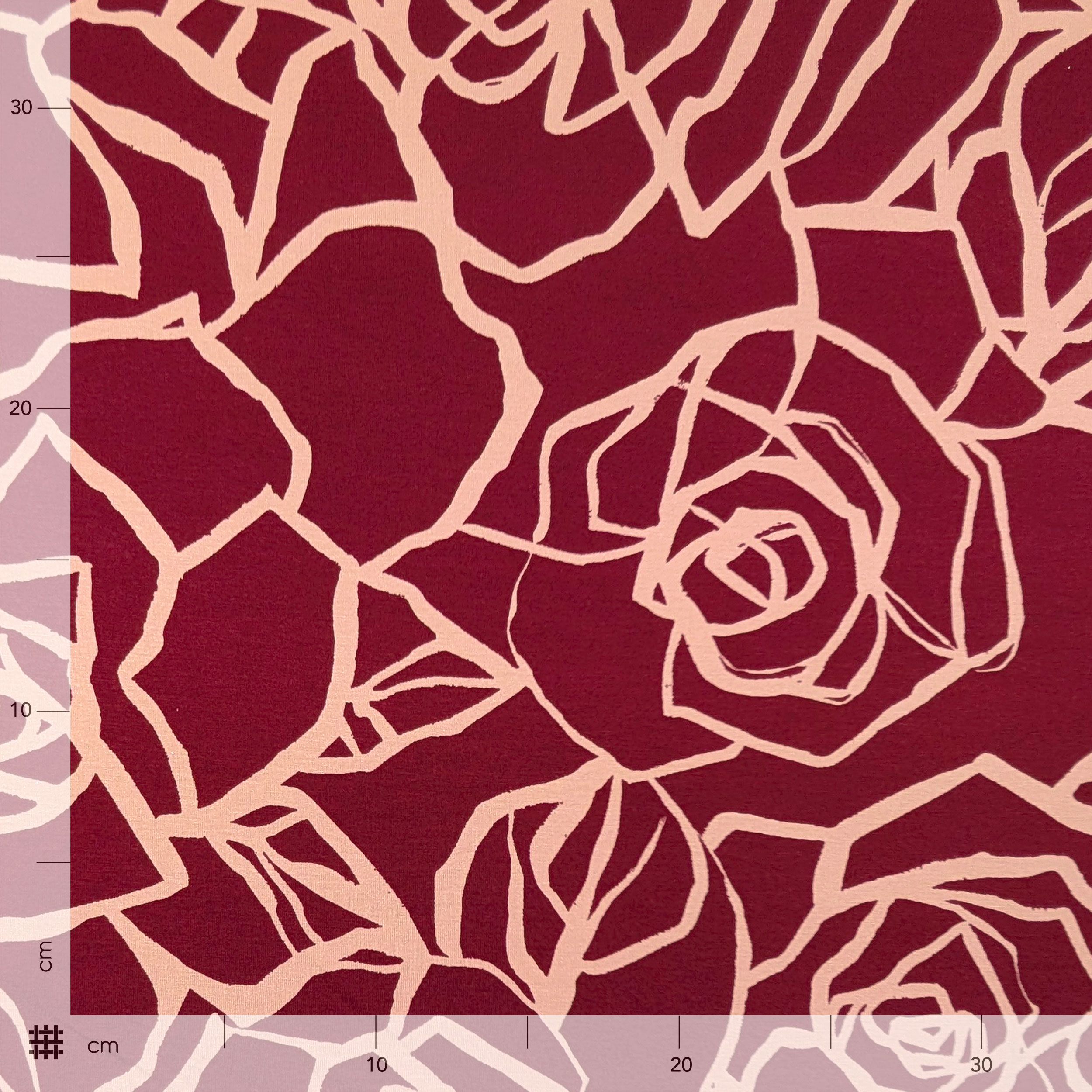 Jersey Viscosa Rose Sfondo Bordeaux Image