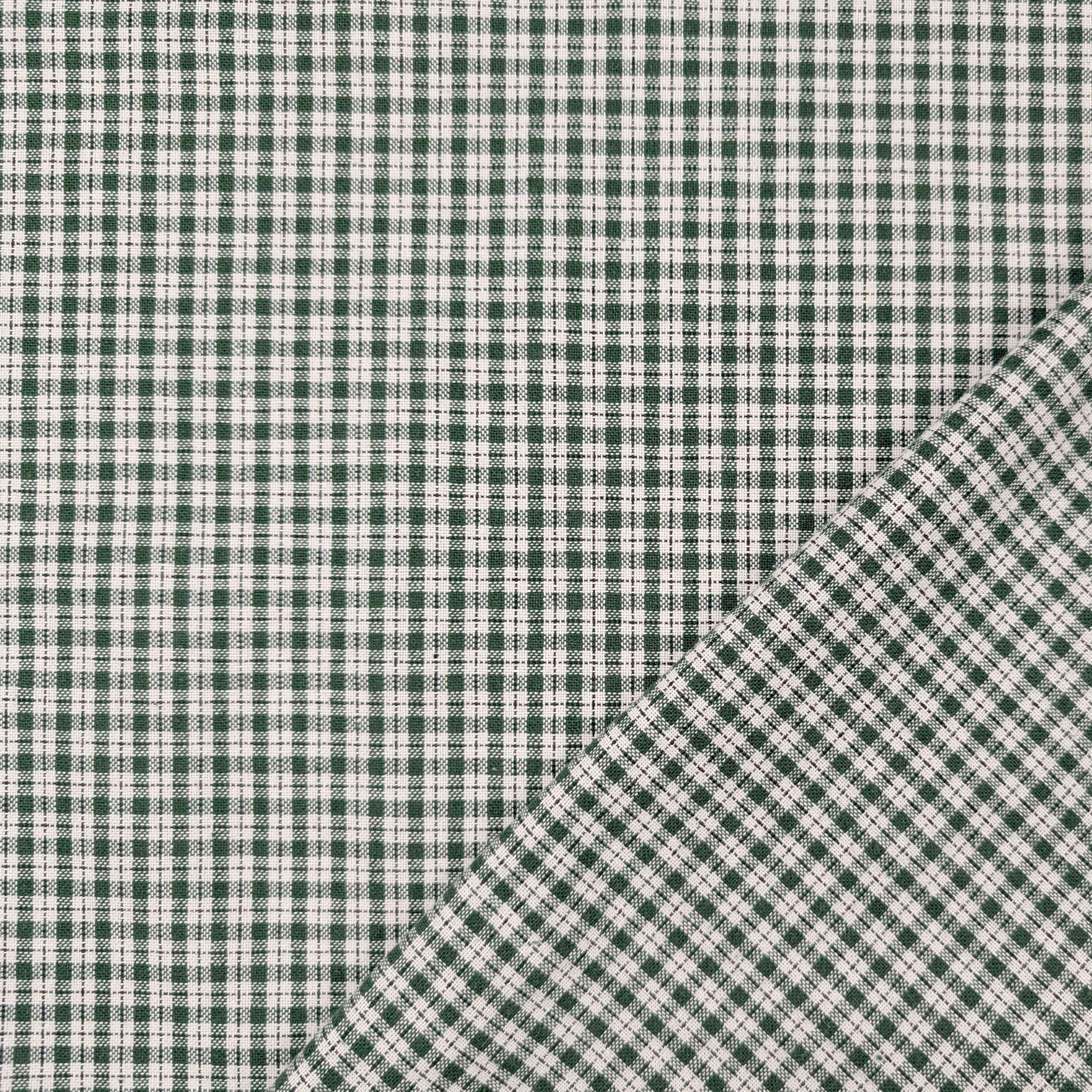 Tessuto Tinto In Filo Mini Quadretti Verdi Image