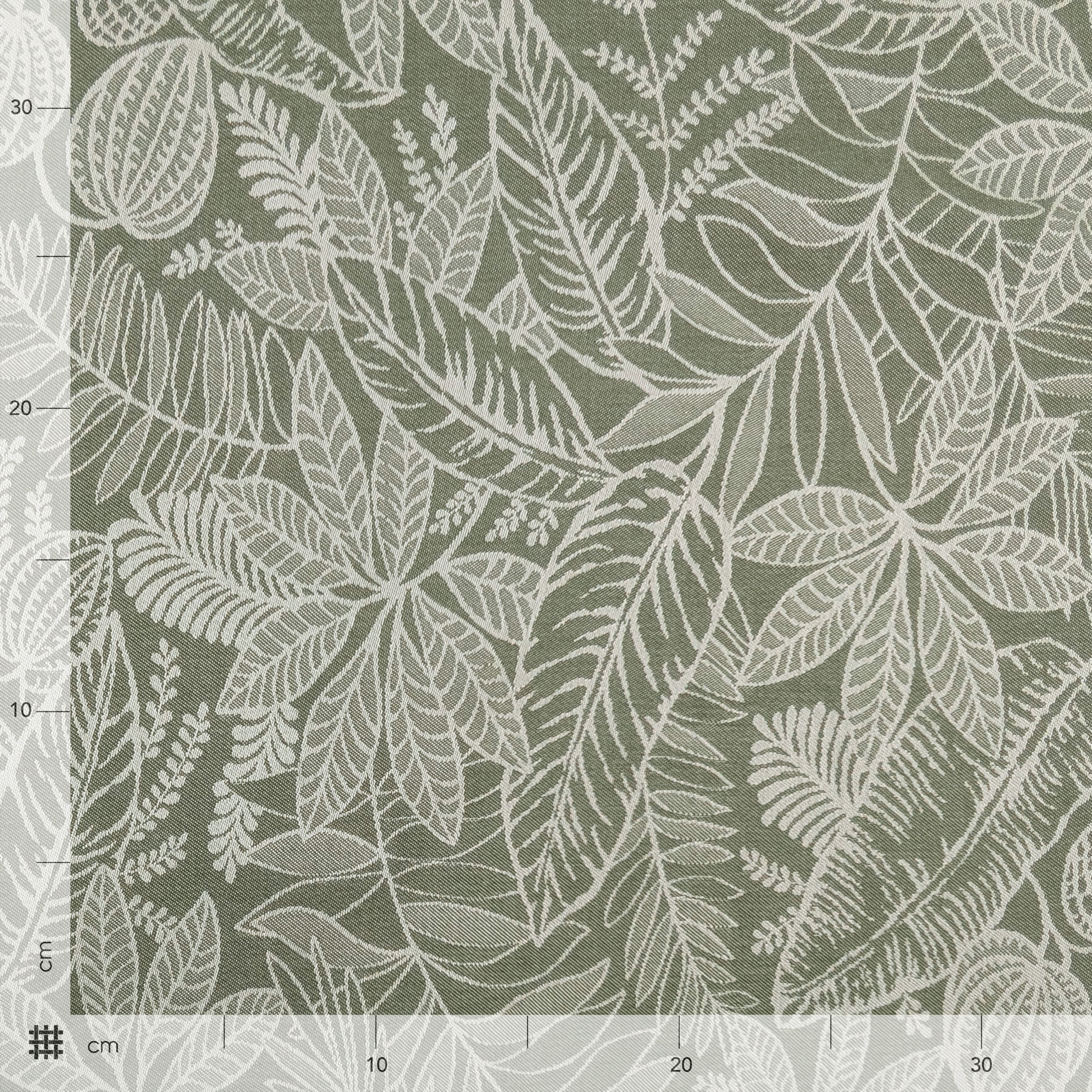 Jacquard Foglie Sfondo Verde H 280 cm Image
