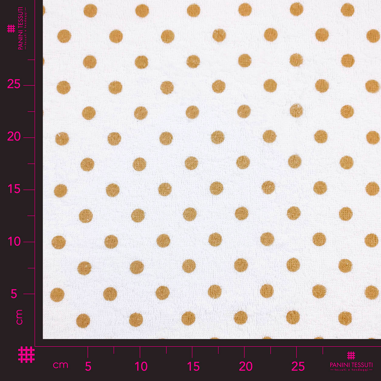Tessuto Spugna Pois Stampati Beige