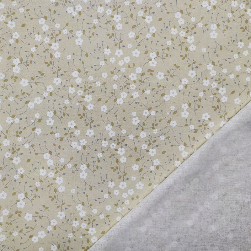 Tessuto Cotone Fantasia Fiorellini Beige
