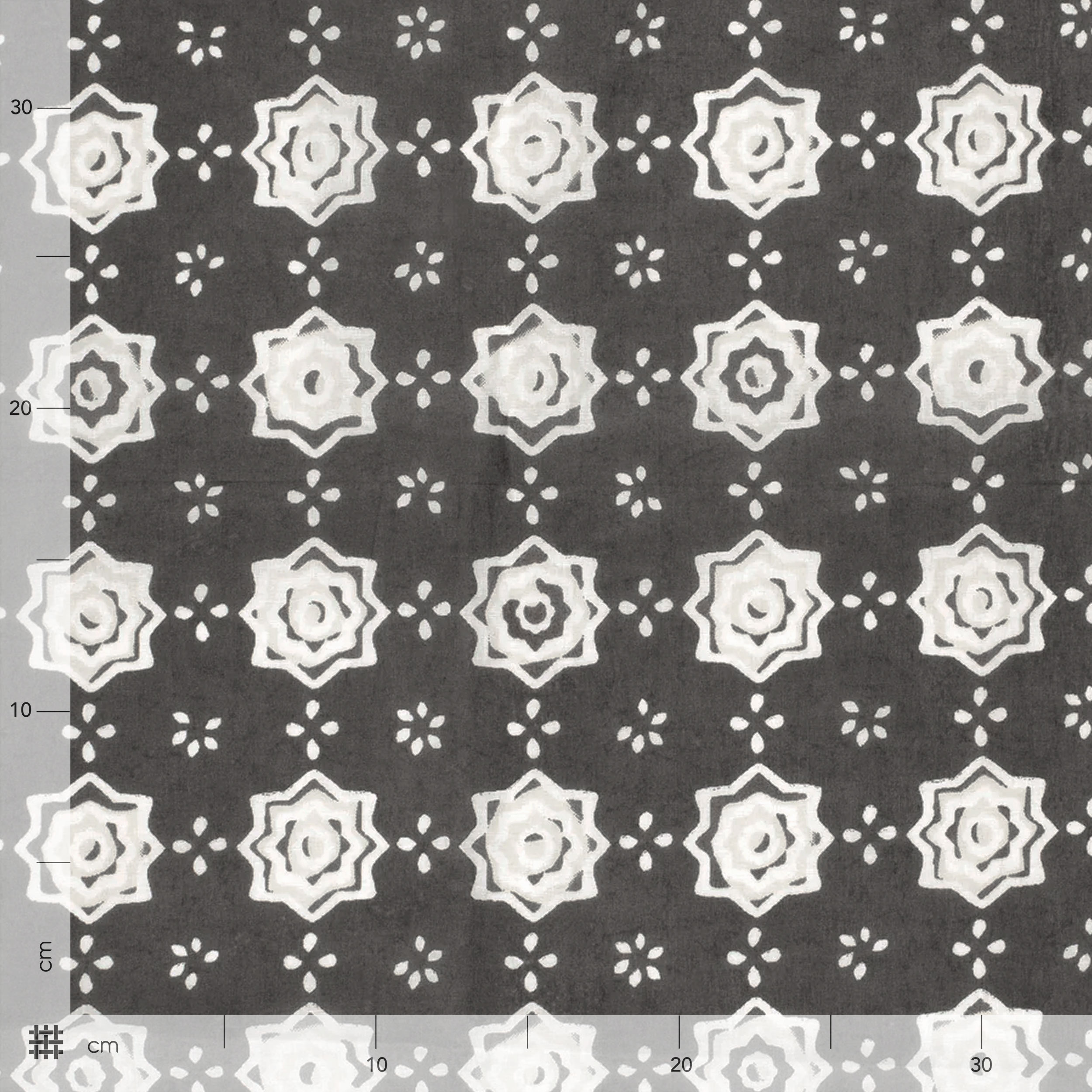 Mussola Cotone Fantasia Batik Sfondo Grigio Image