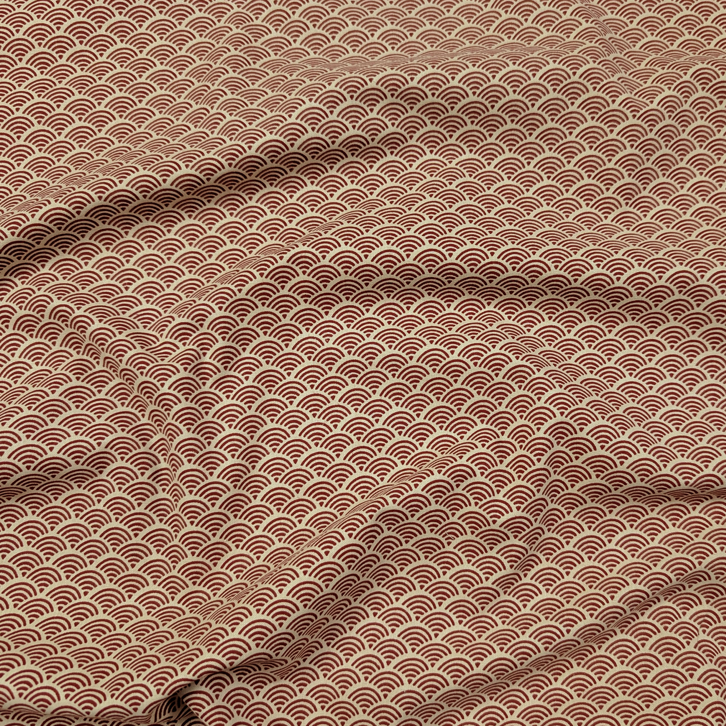 Popeline Cotone Ventagli Bordeaux Image