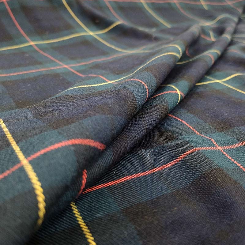 Tartan Verdone Scuro con Righe Sottili Colorate