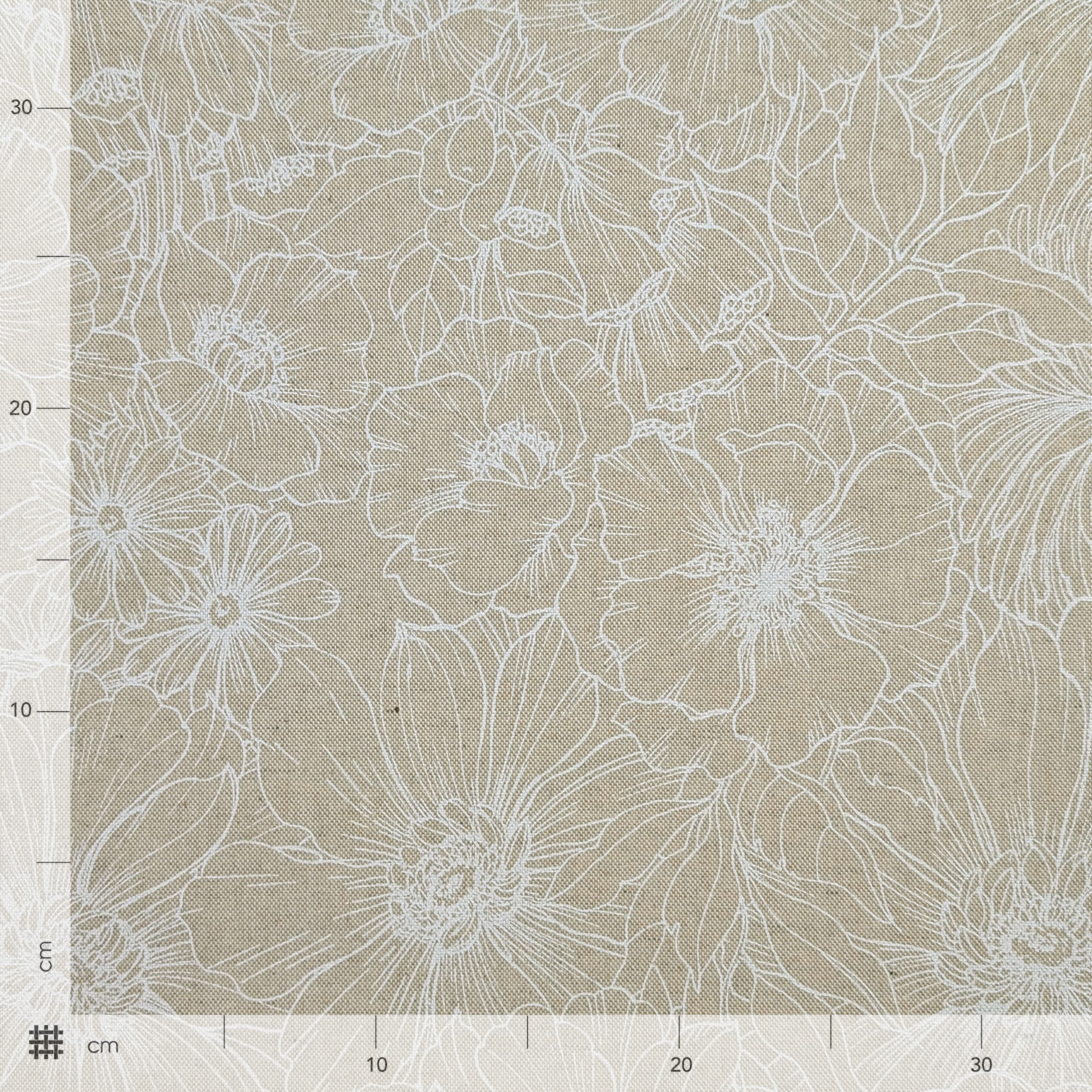 Tessuto per Tovaglia Resinata Fiori Bianchi Moderni Image