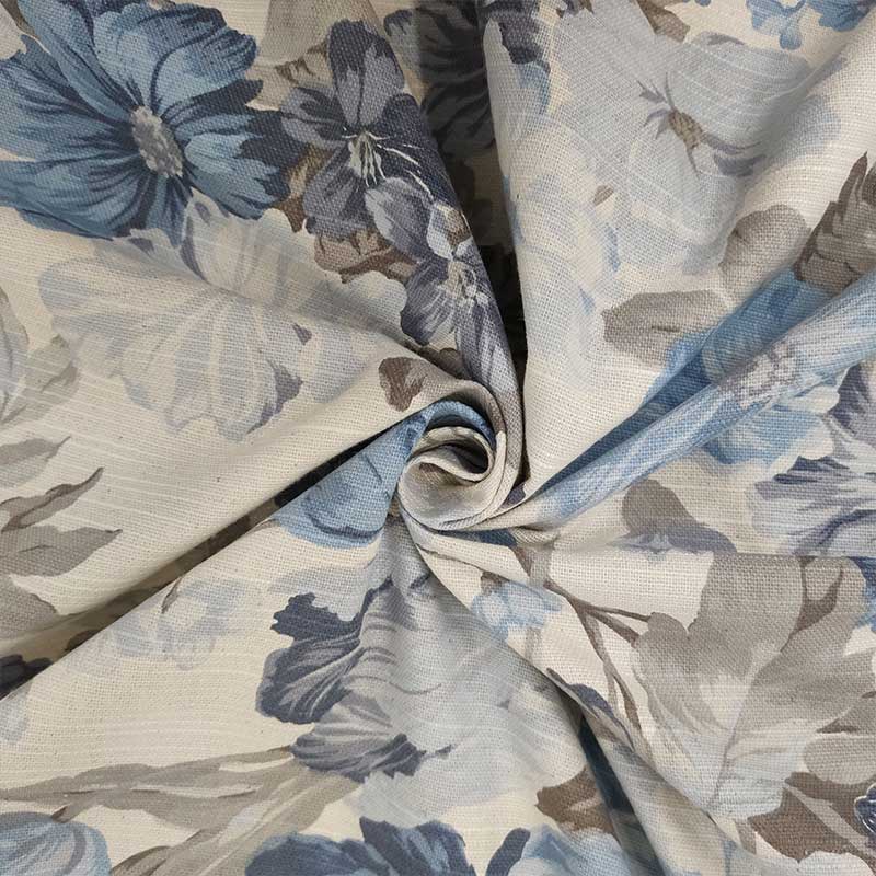 Tessuto cotone arredo fiore grande azzurro