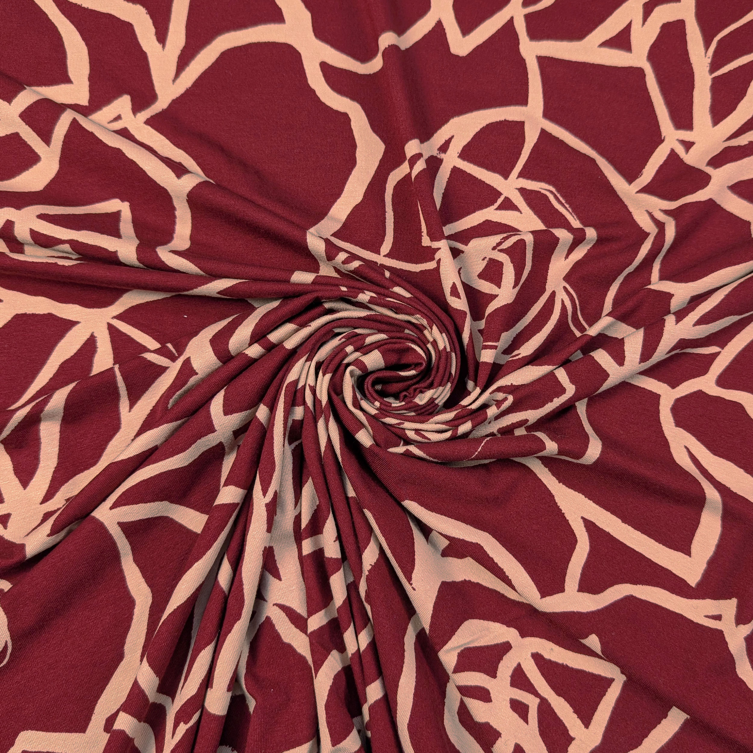 Jersey Viscosa Rose Sfondo Bordeaux Image
