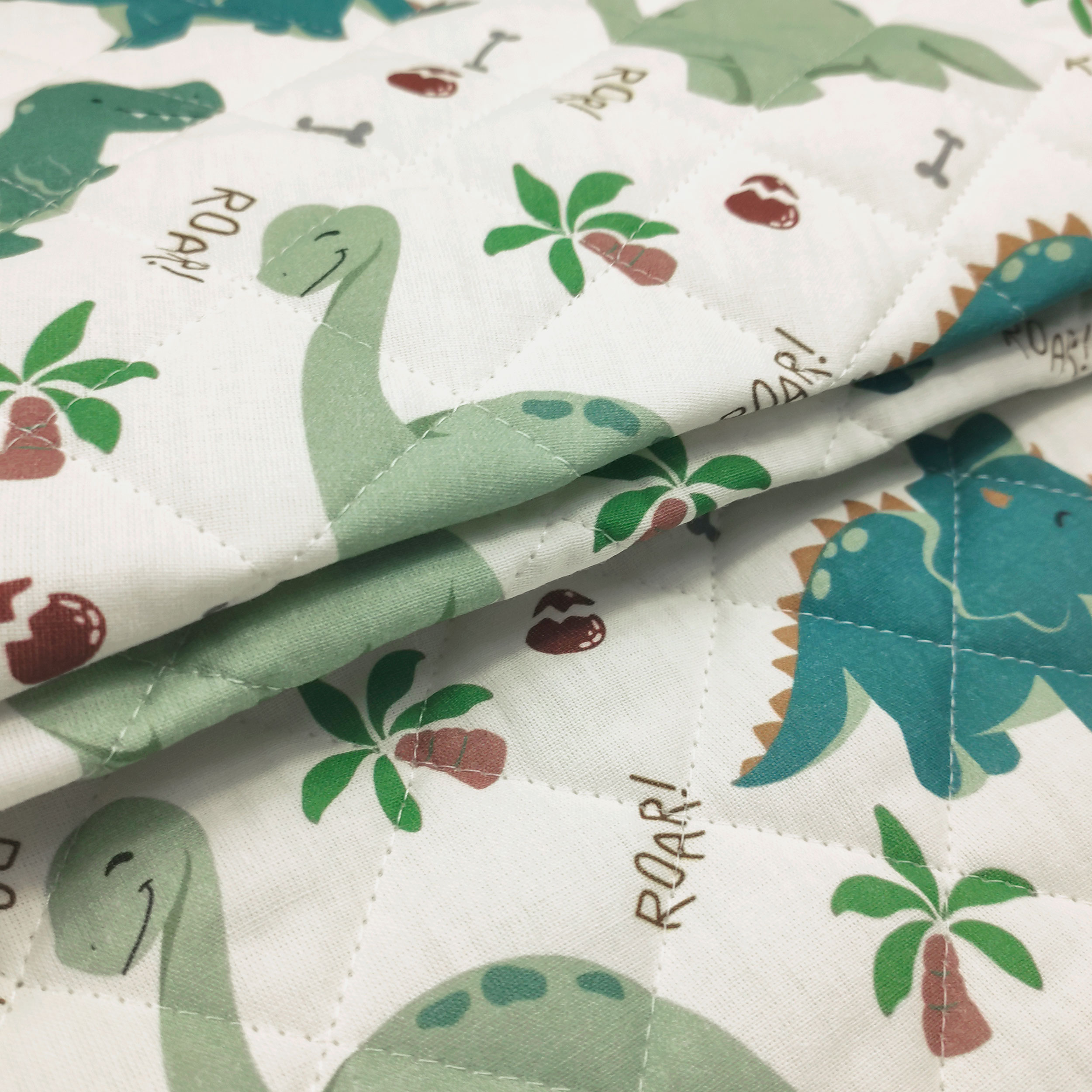 Tessuto Cotone Patchwork Dinosauri E Foglie - 2 Pezzi 160x100cm, Per Cucito E Decorazione - Foto 8