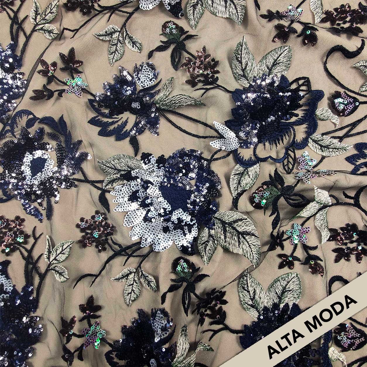 Pizzo Alta Moda Fiori Paillettes Image